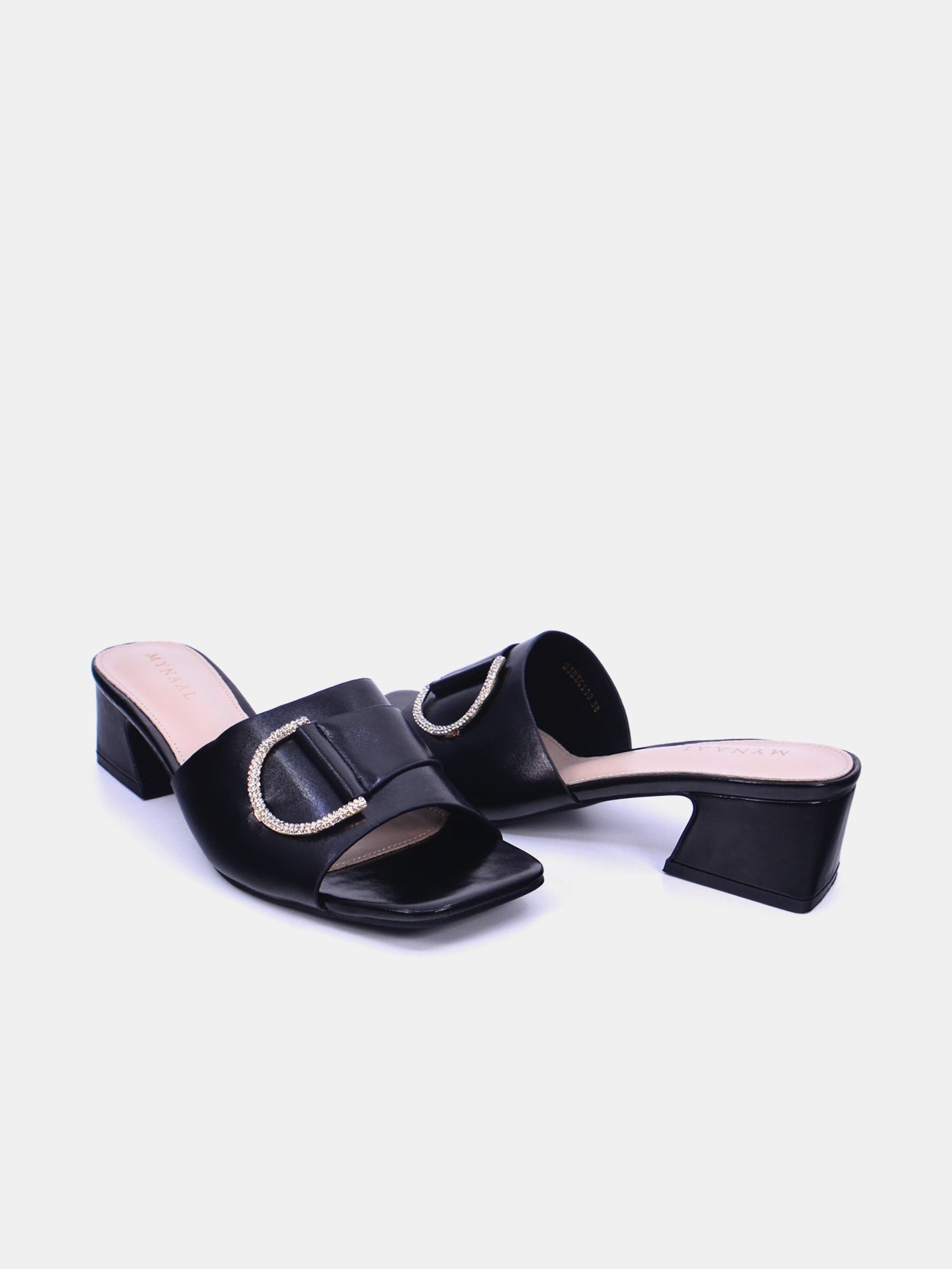 Mynaal Glintara Women's Block Heel Sandals #color_Black