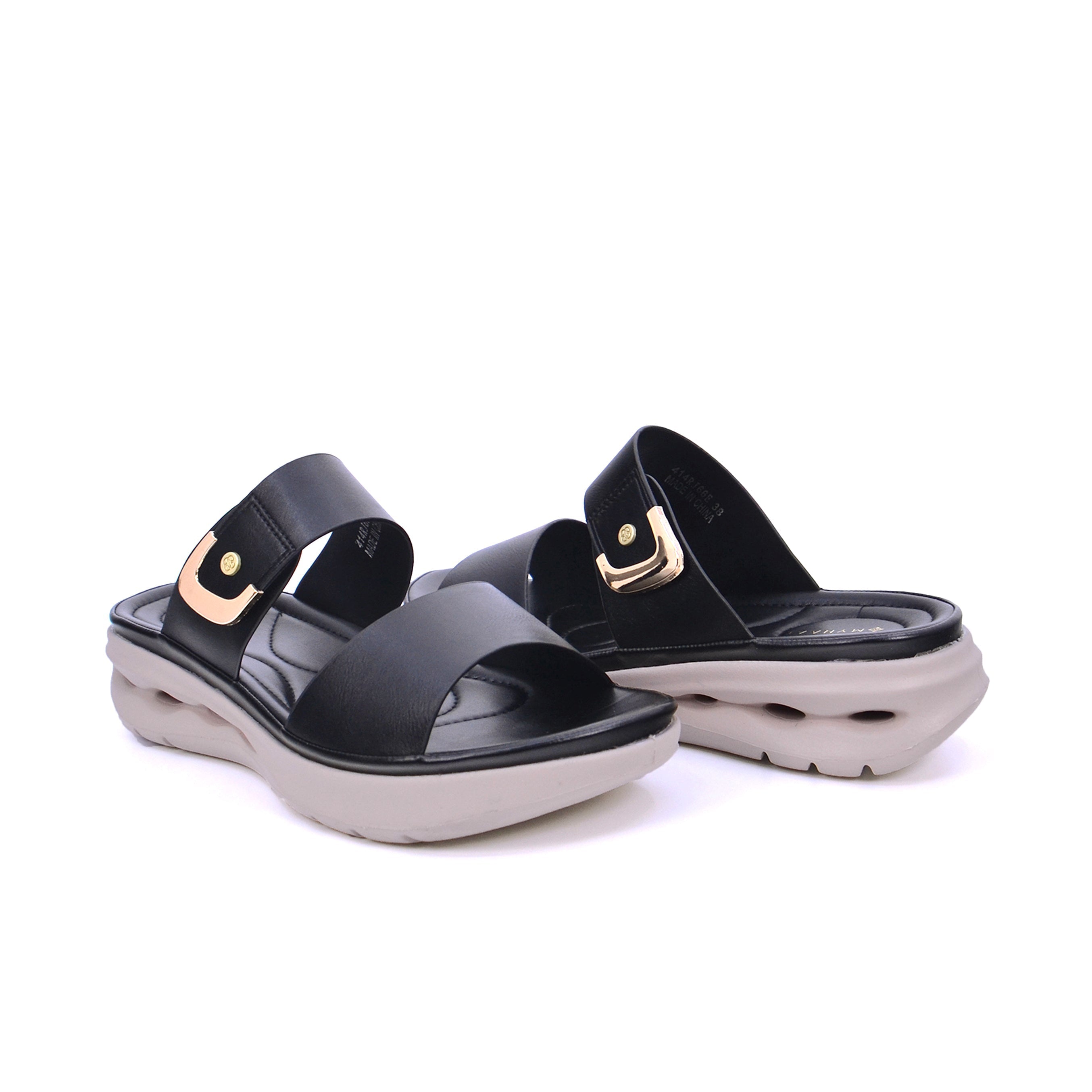 Mynaal 414Rj66E Women's Flat Sandal #color_Black
