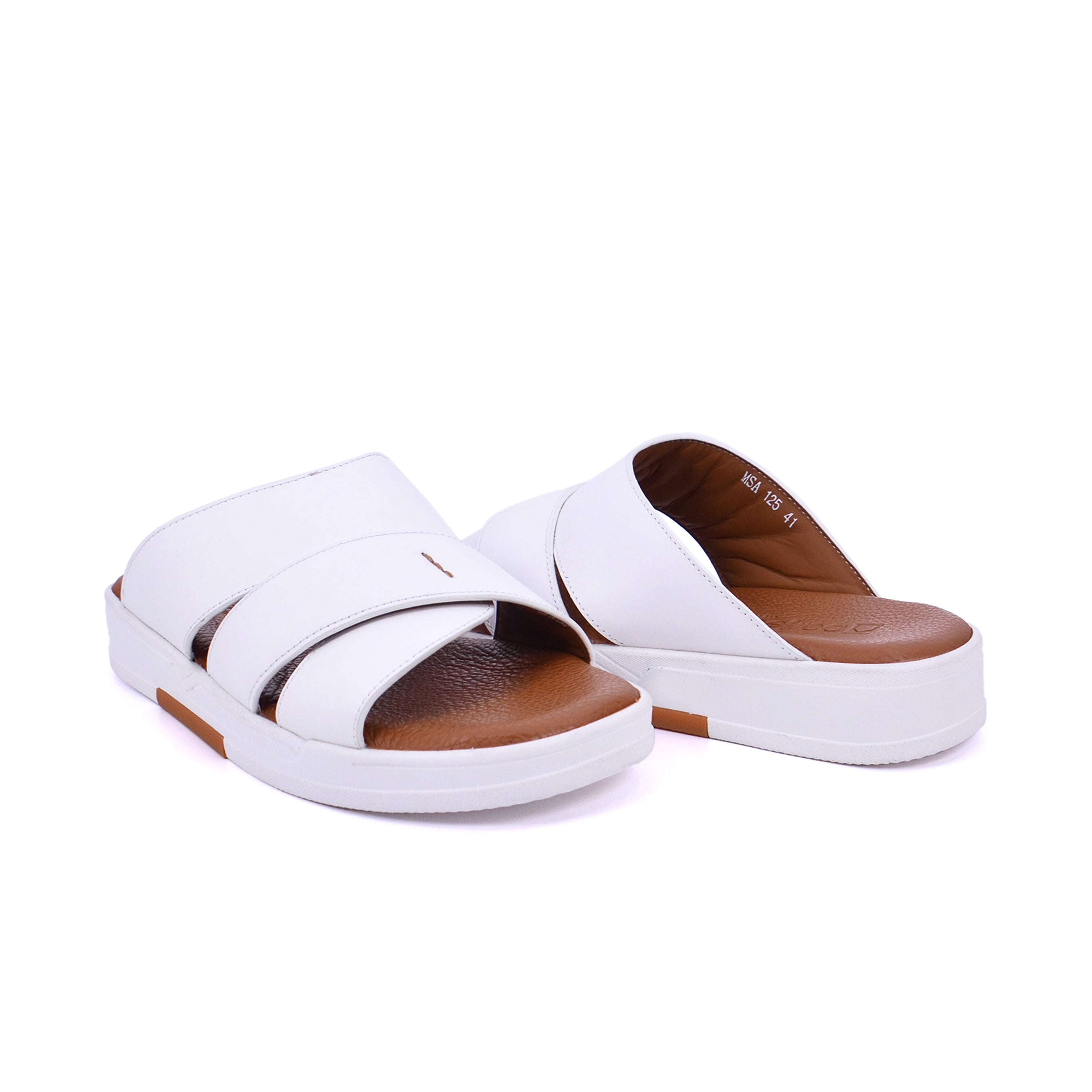 Barjeel Uno MSA125 Men Arabic Sandals #color_White