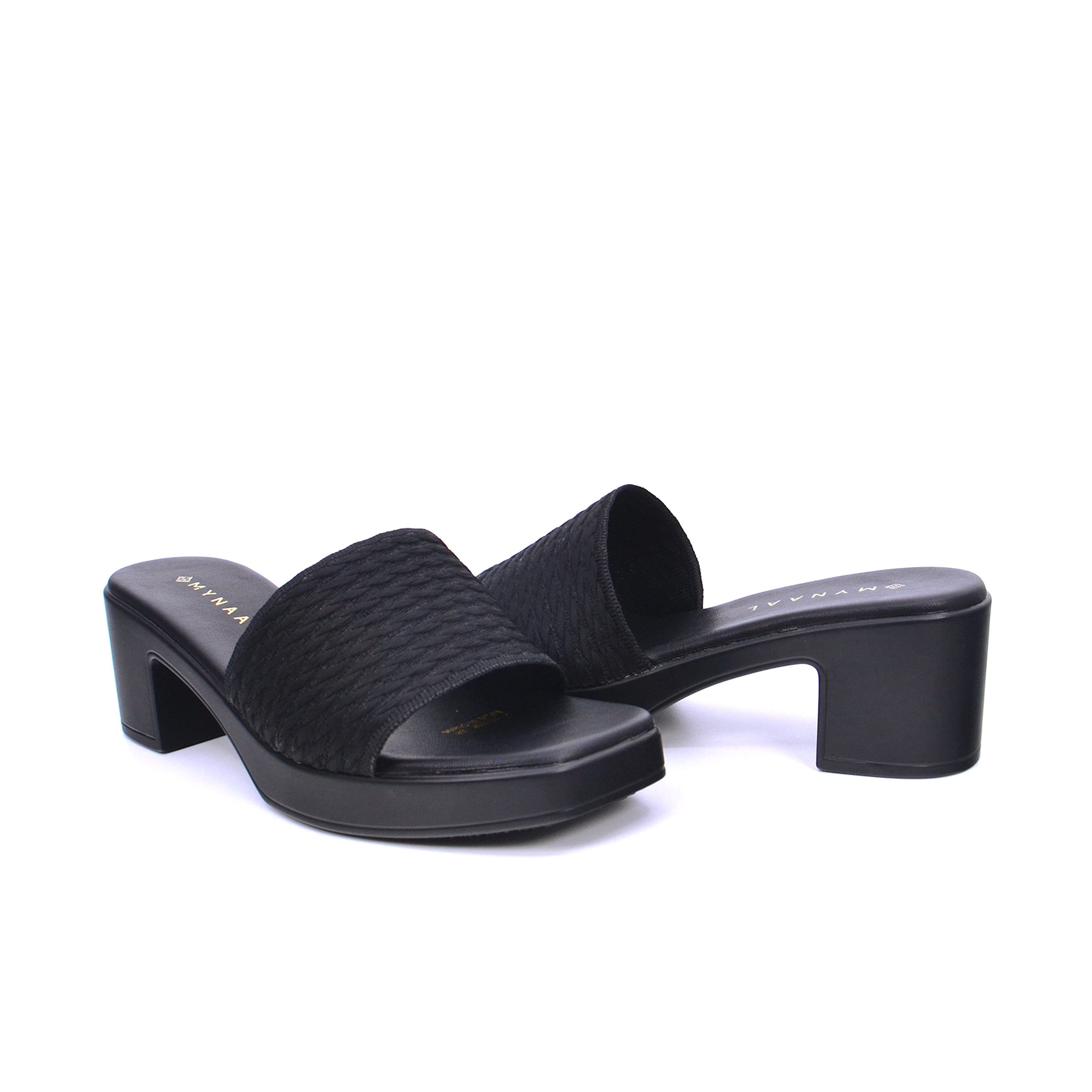 Mynaal 414Rj607 Women's Block-Heel Sandal #color_Black