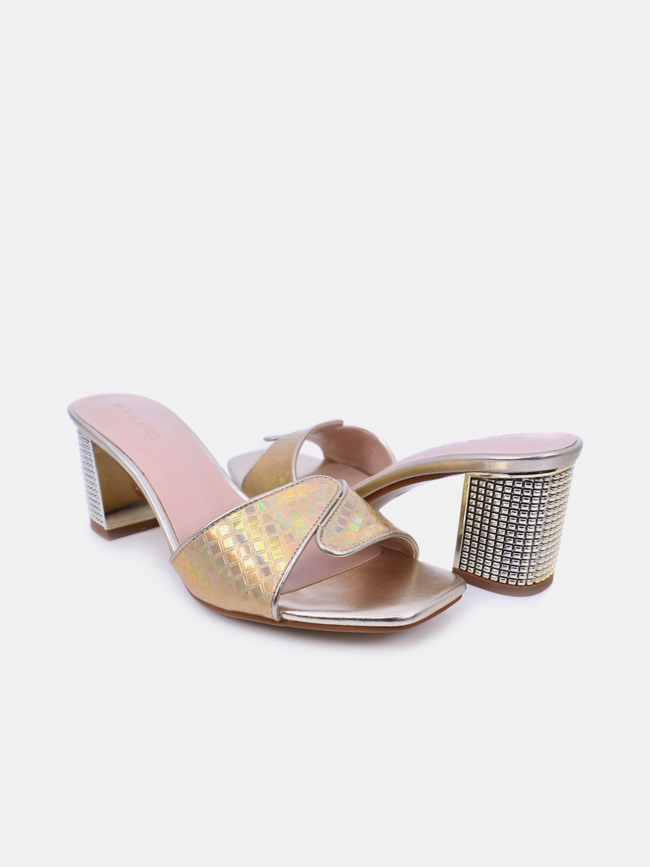 Mynaal Celest Women's Block Heel Sandals #color_Gold