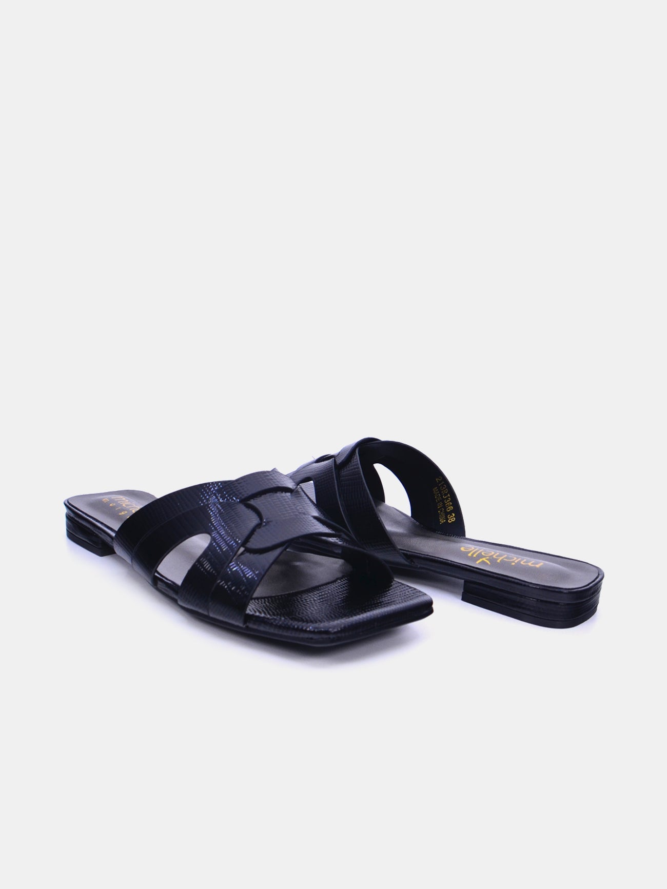 Michelle Morgan 213RJ366 Women's Flat Sandals #color_Black