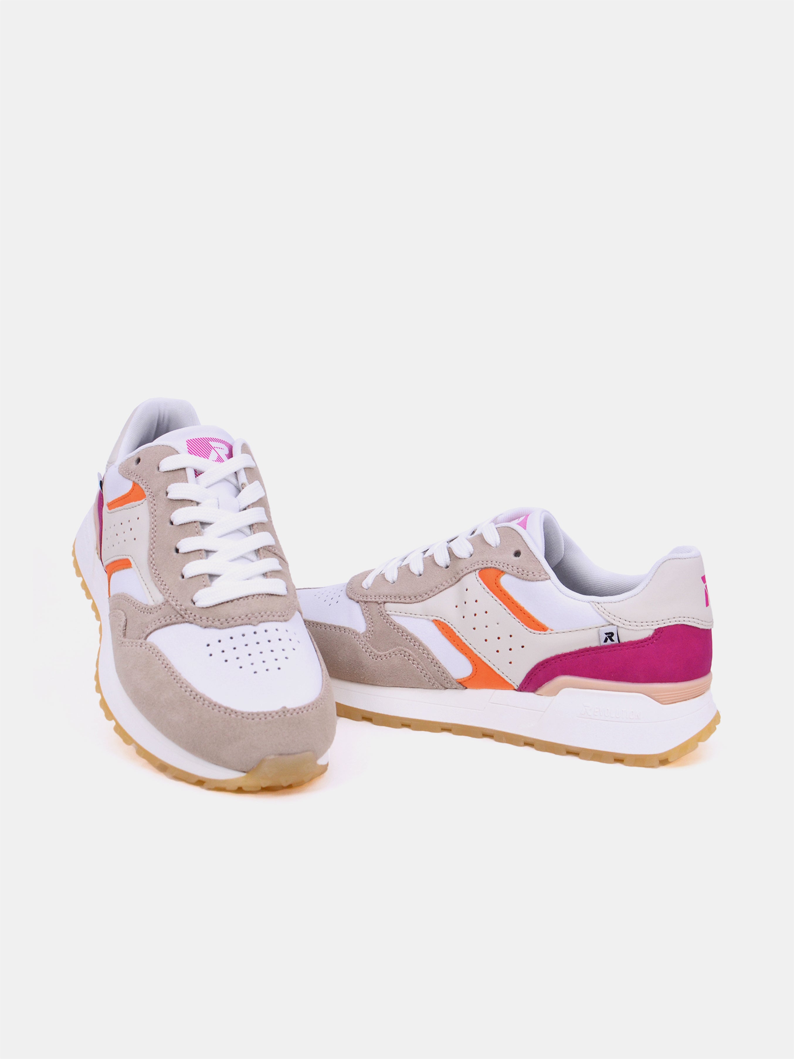 Rieker W0607-80 Women's Casual Sneakers #color_beige / orange