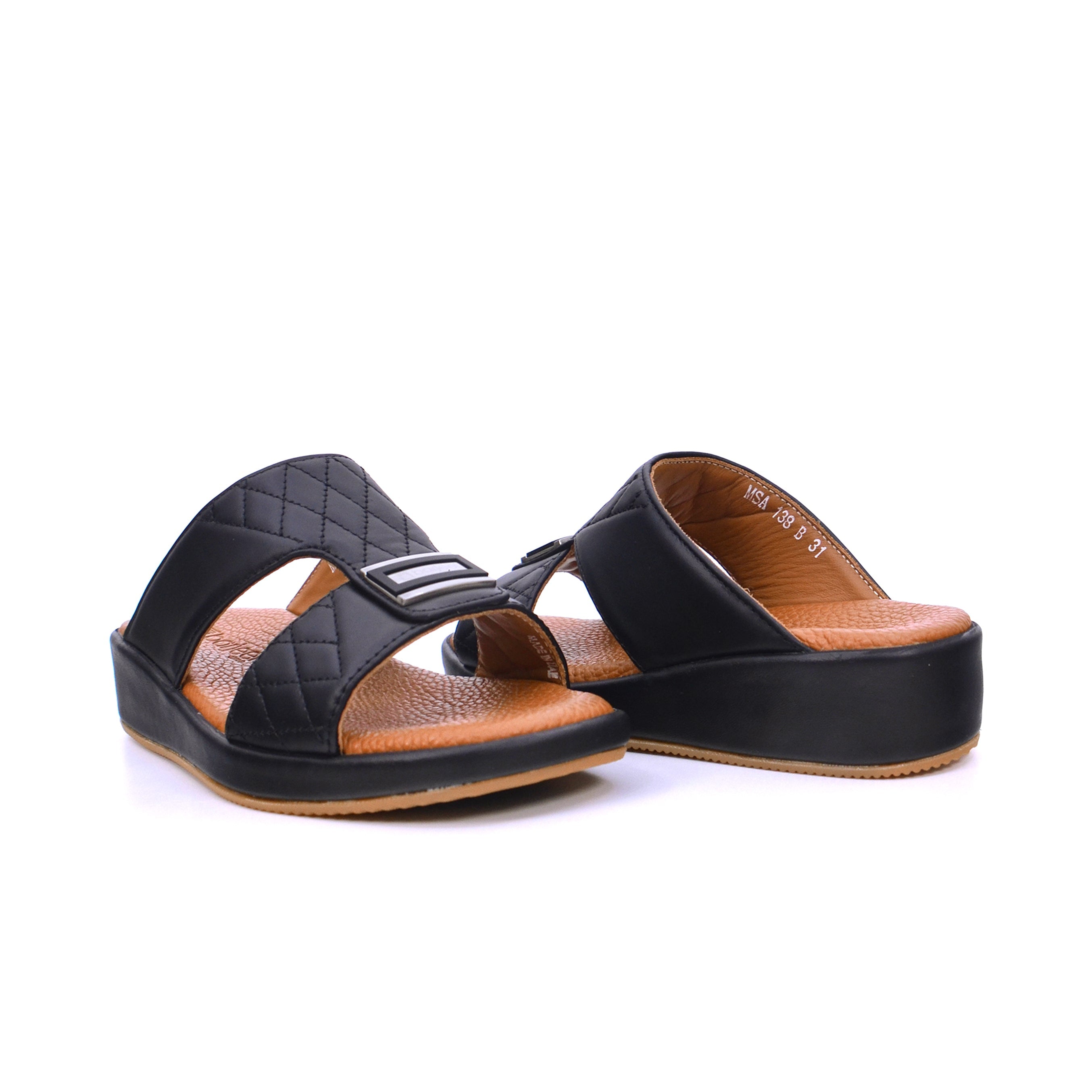 Barjeel Uno MSA138 B Boys Arabic Sandals #color_Black