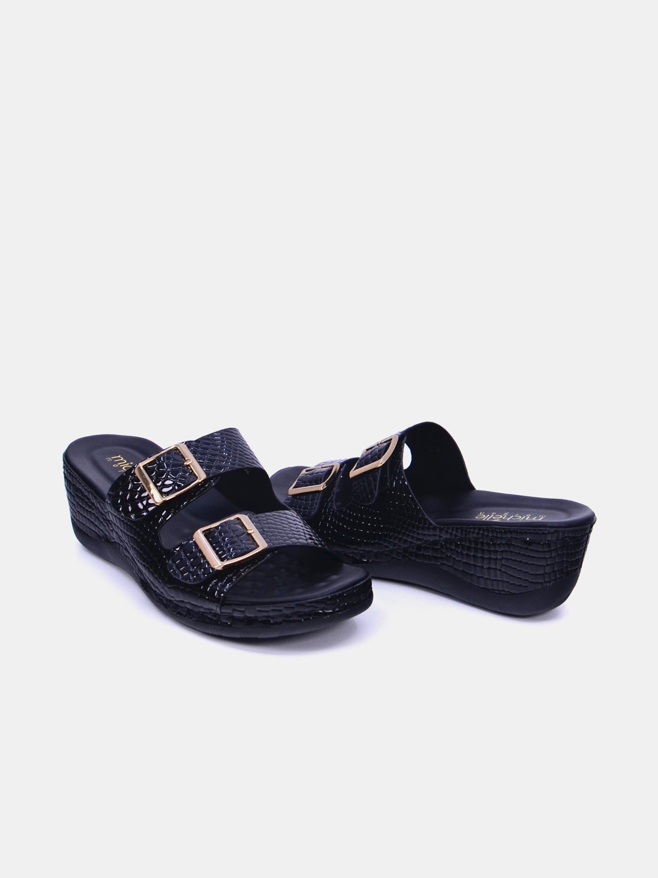 Michelle Morgan 314F7803 Women's Wedge Sandals #color_Black