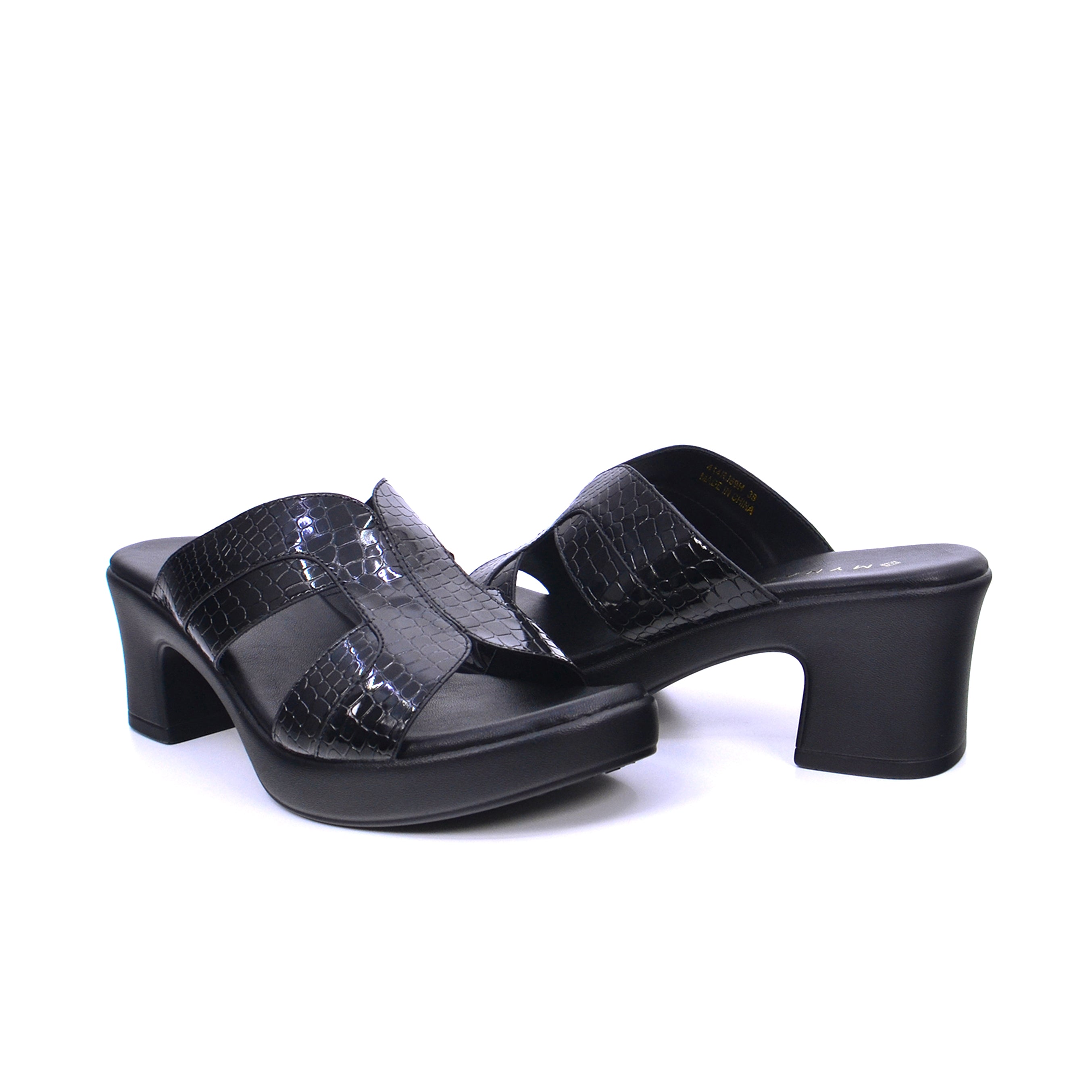 Mynaal 414Rj69H Women's Block Heel Sandal #color_Black