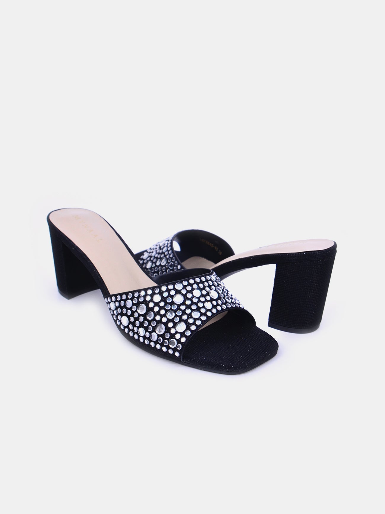Mynaal Elixo Women's Block Heel Sandals #color_Black