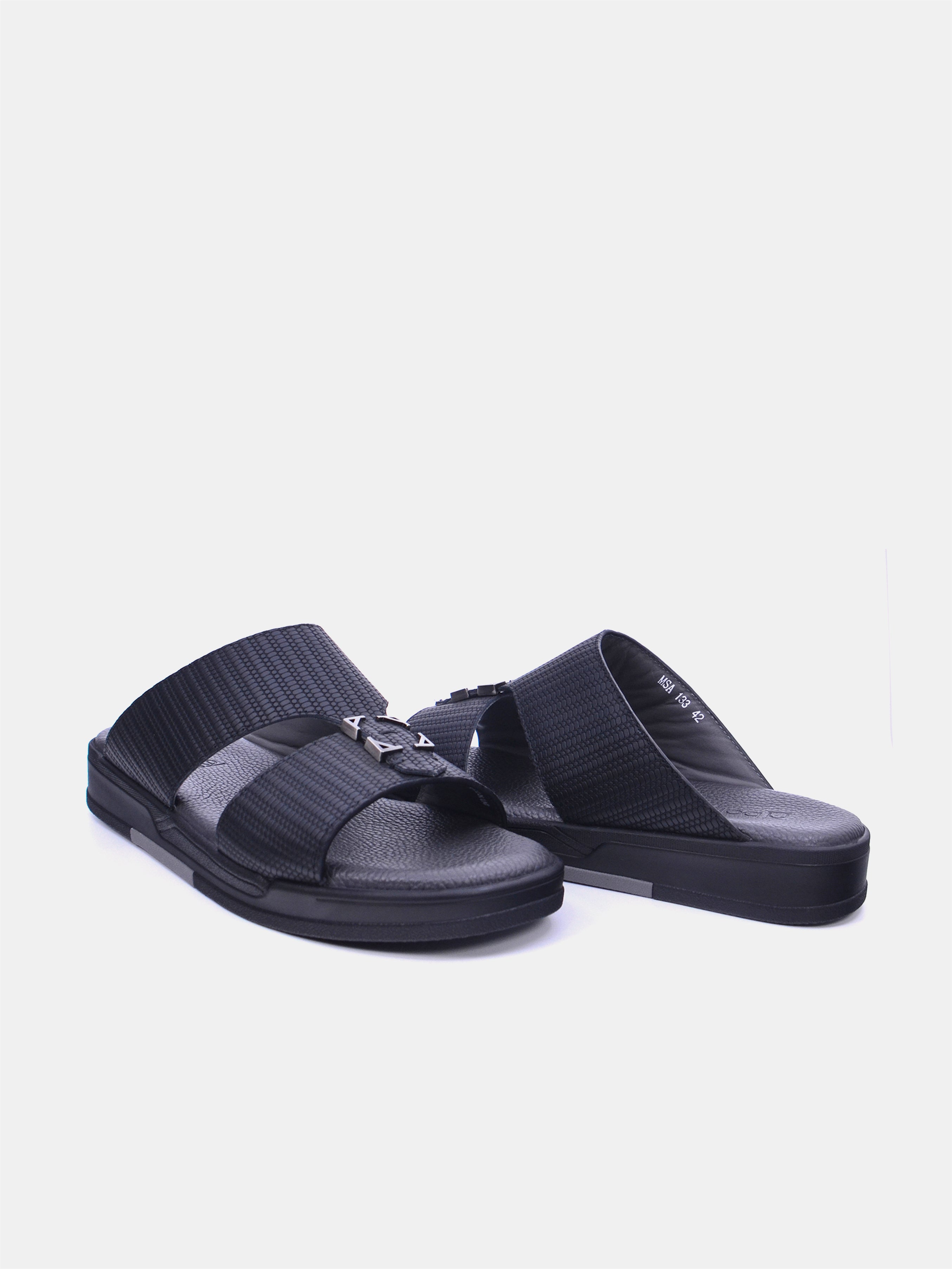Barjeel Uno MSA133 Men Arabic Sandals #color_Black