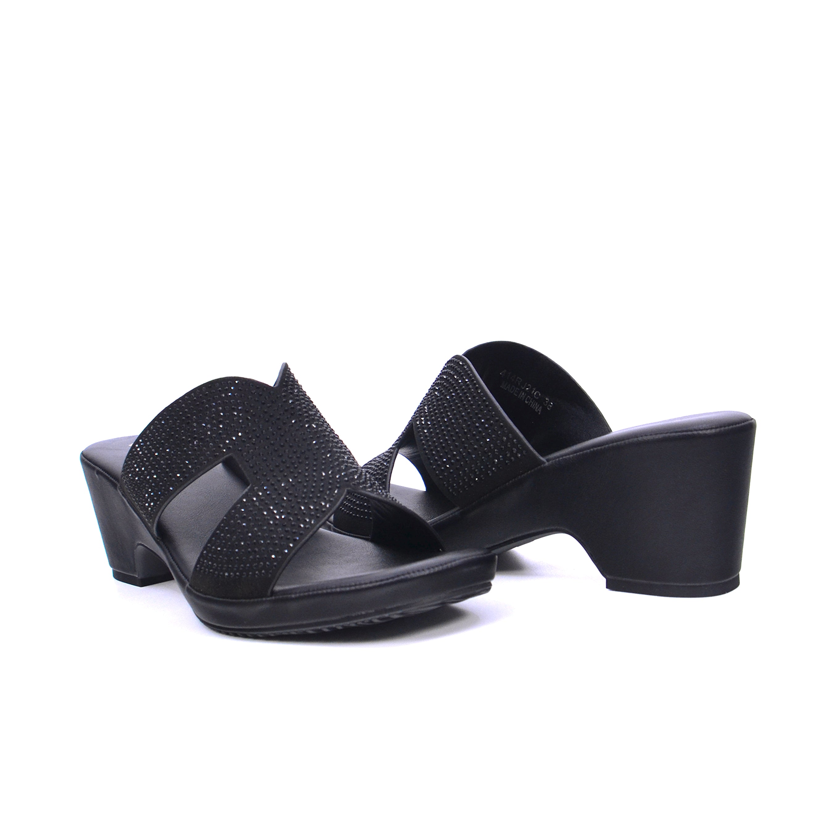 Mynaal 414Rj21C Women's Mid-Heel Sandal #color_Black