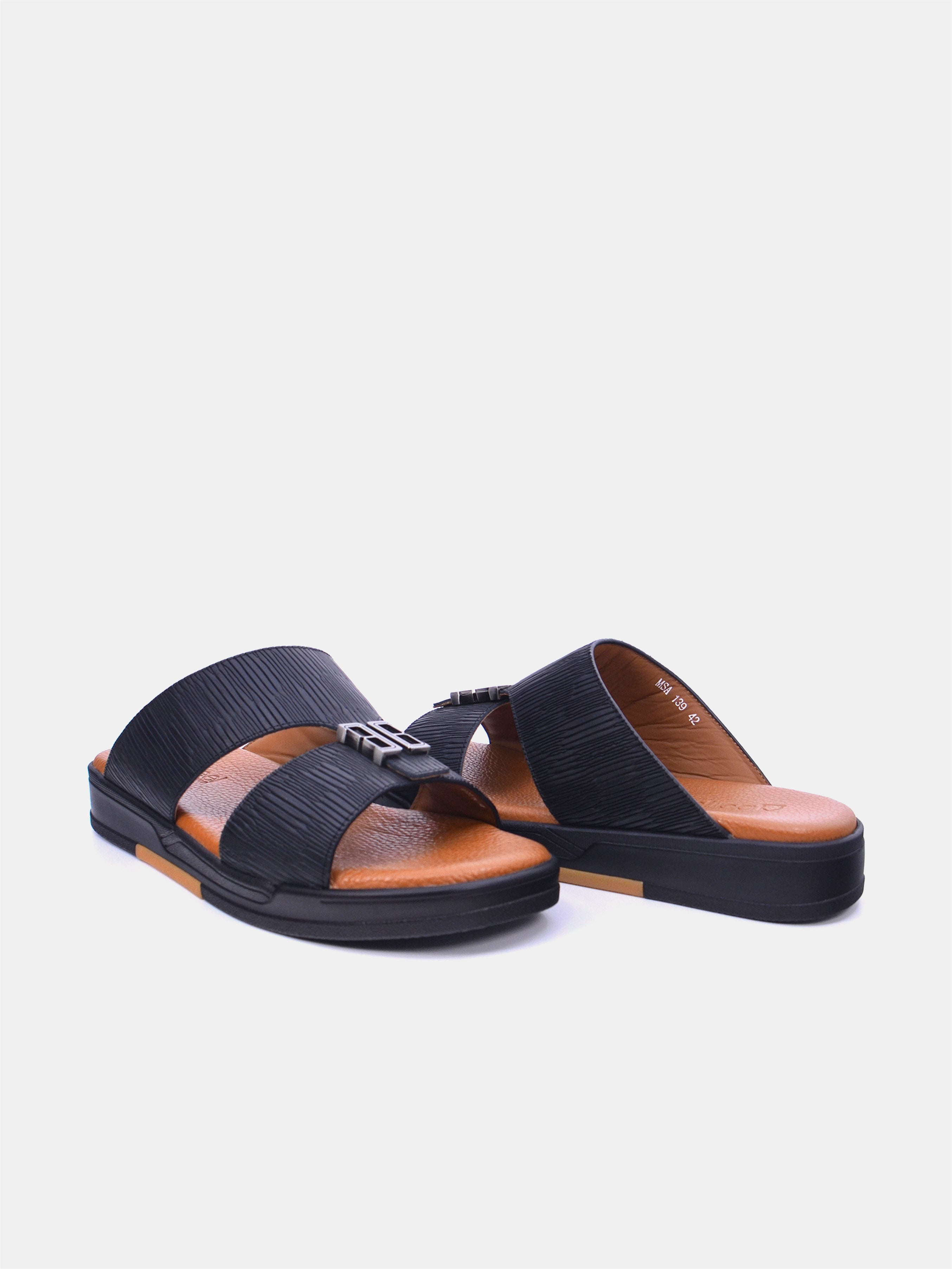 Barjeel Uno MSA139 Men Arabic Sandals #color_Black
