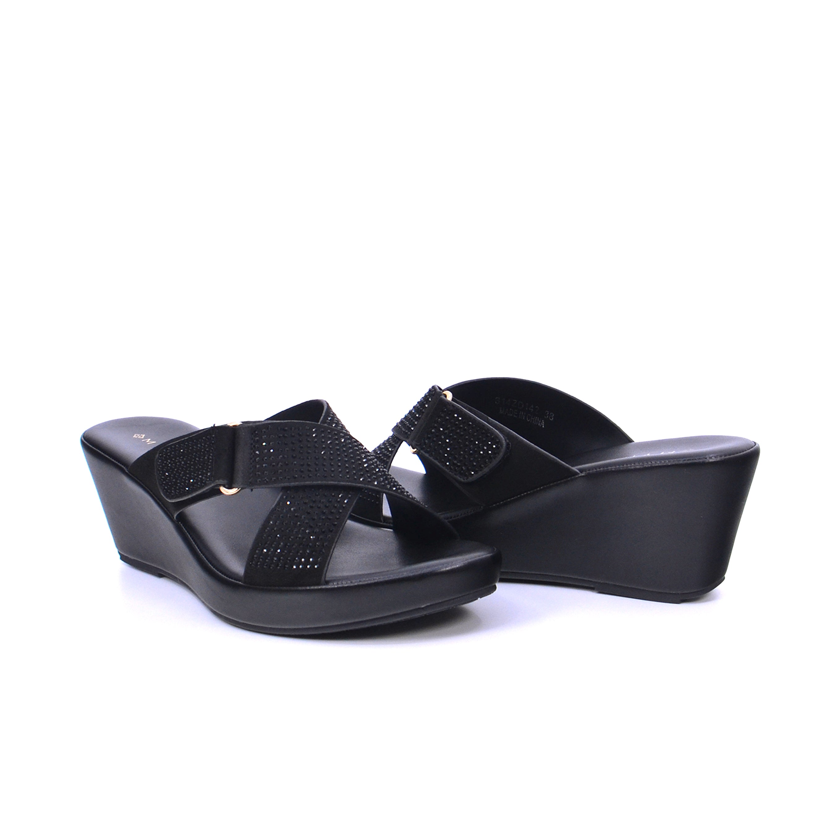 Mynaal 314Zd142 Women's Wedge Sandal #color_Black