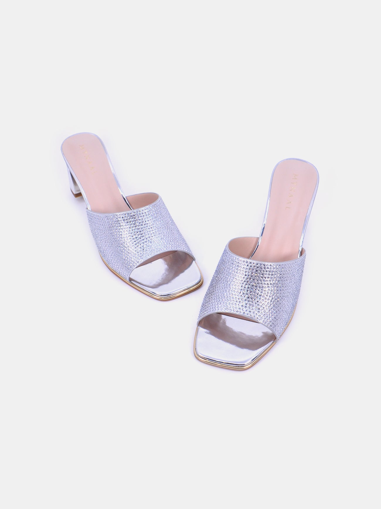 Mynaal Radiq Women's Block Heel Sandals #color_Silver