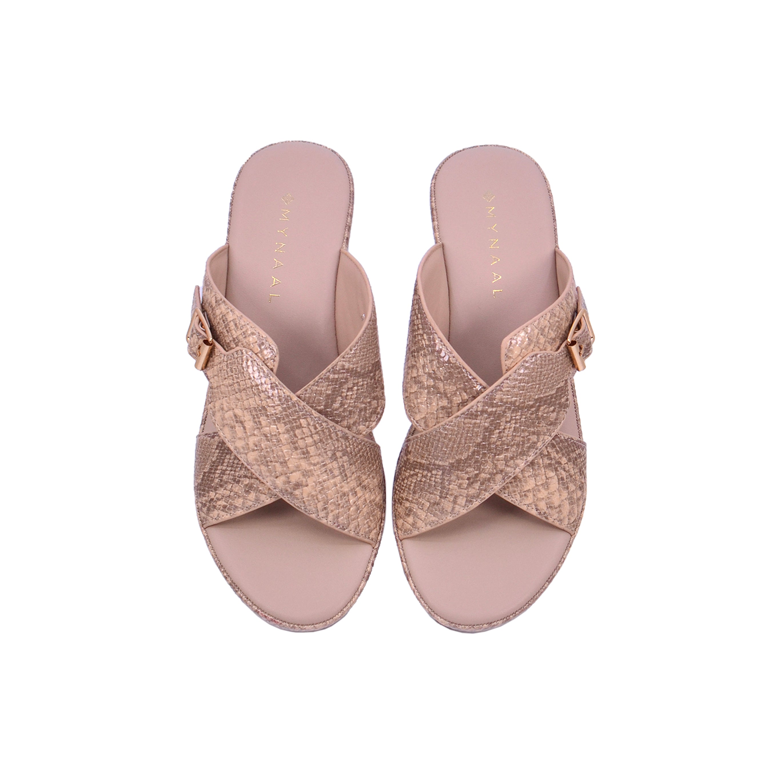 Mynaal 414Zd19S Women's Wedge Square Pin Sandal #color_Beige
