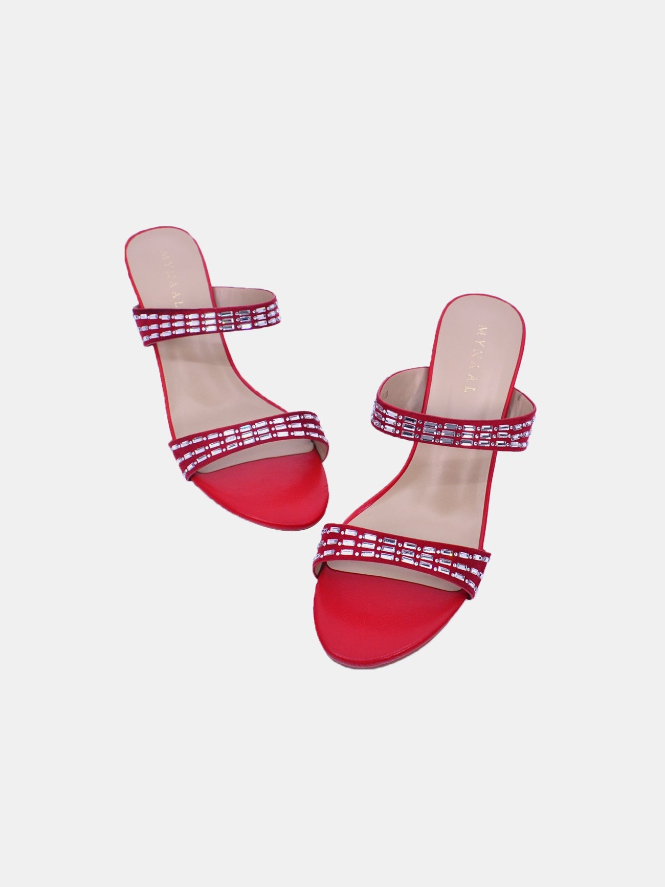 Mynaal Triselle Women's Kitten Heel Sandals #color_Red