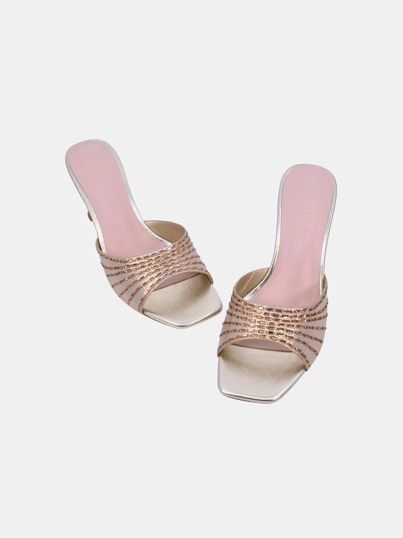 Mynaal Dazzle Women's Spool Heel Sandals #color_Gold