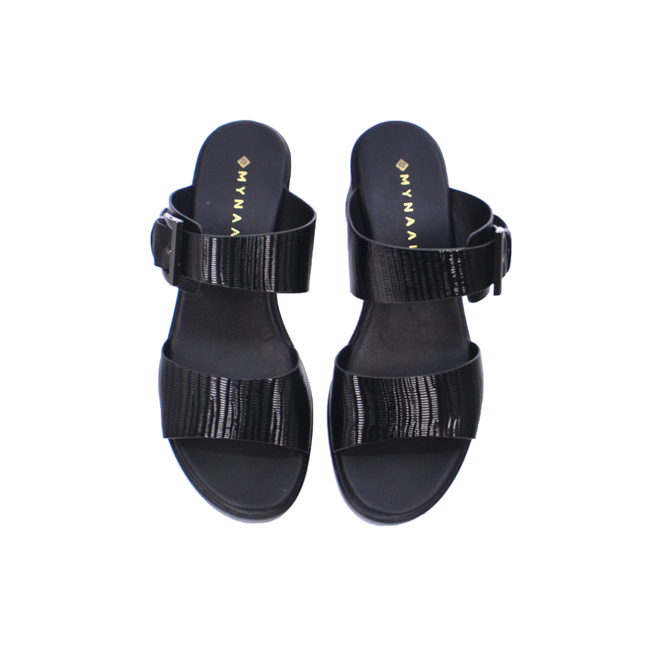 Mynaal 414Rj691 Women's Block Heel Sandal #color_Black