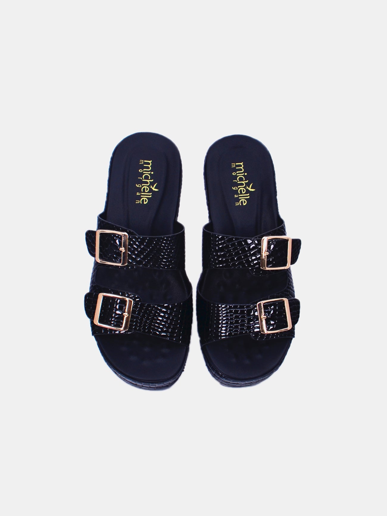 Michelle Morgan 314F7803 Women's Wedge Sandals #color_Black