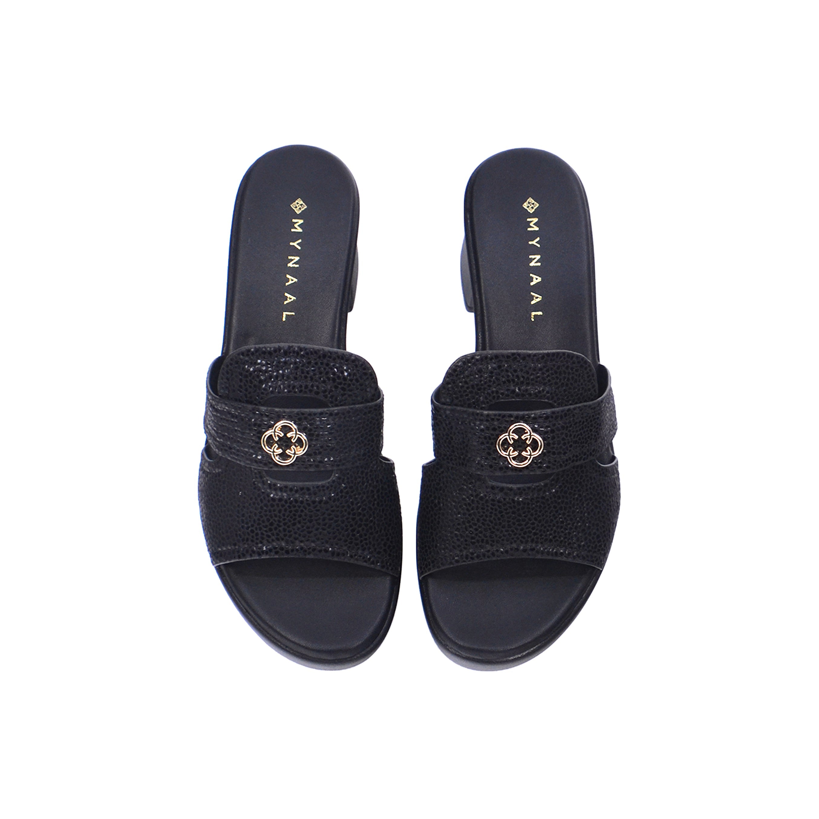 Mynaal 414Rj693 Women's Block Heel Sandal #color_Black