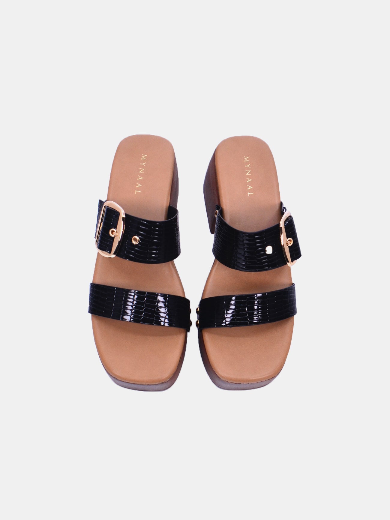 Mynaal Marcella Women's Block Heel Sandals #color_Black