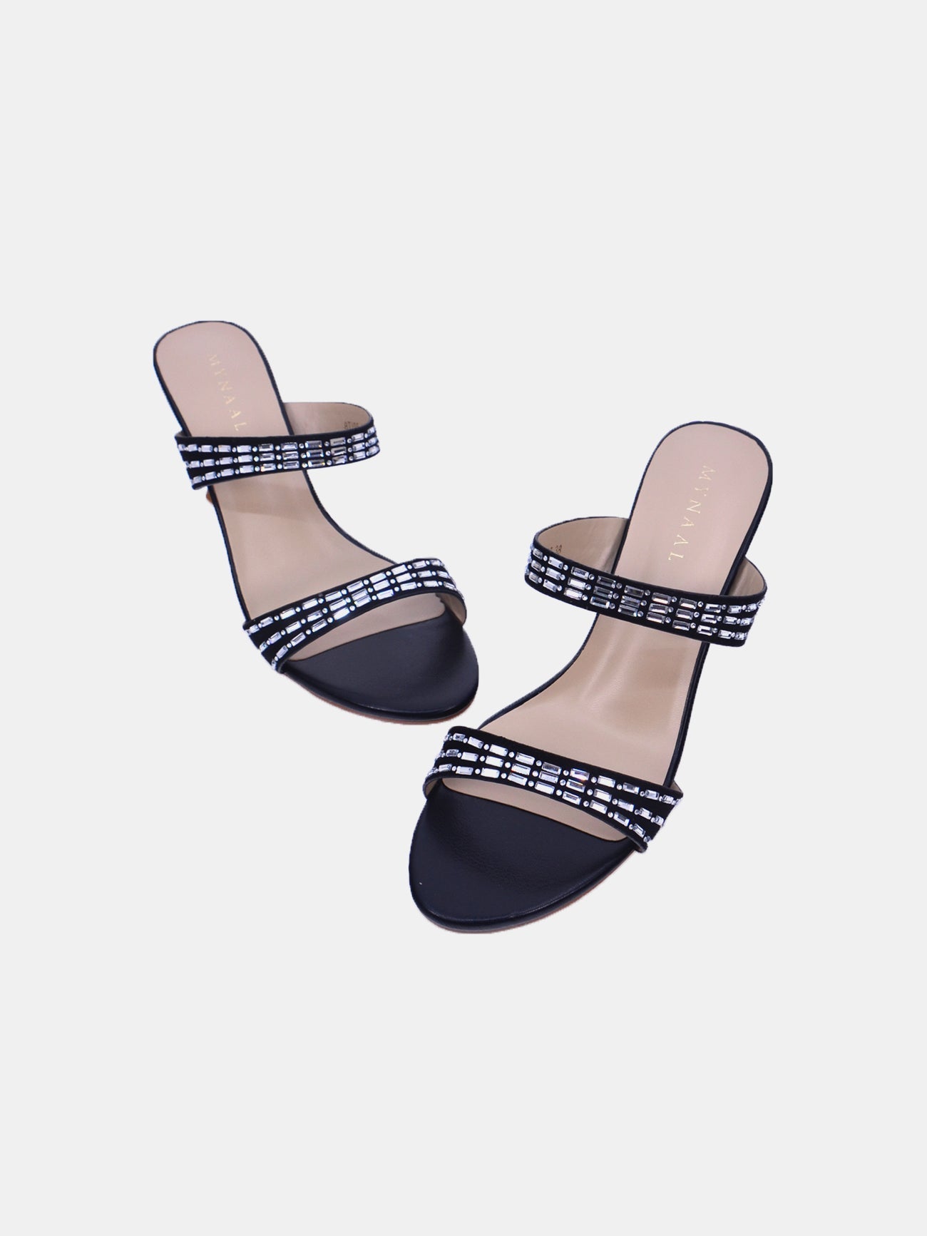 Mynaal Triselle Women's Kitten Heel Sandals #color_Black