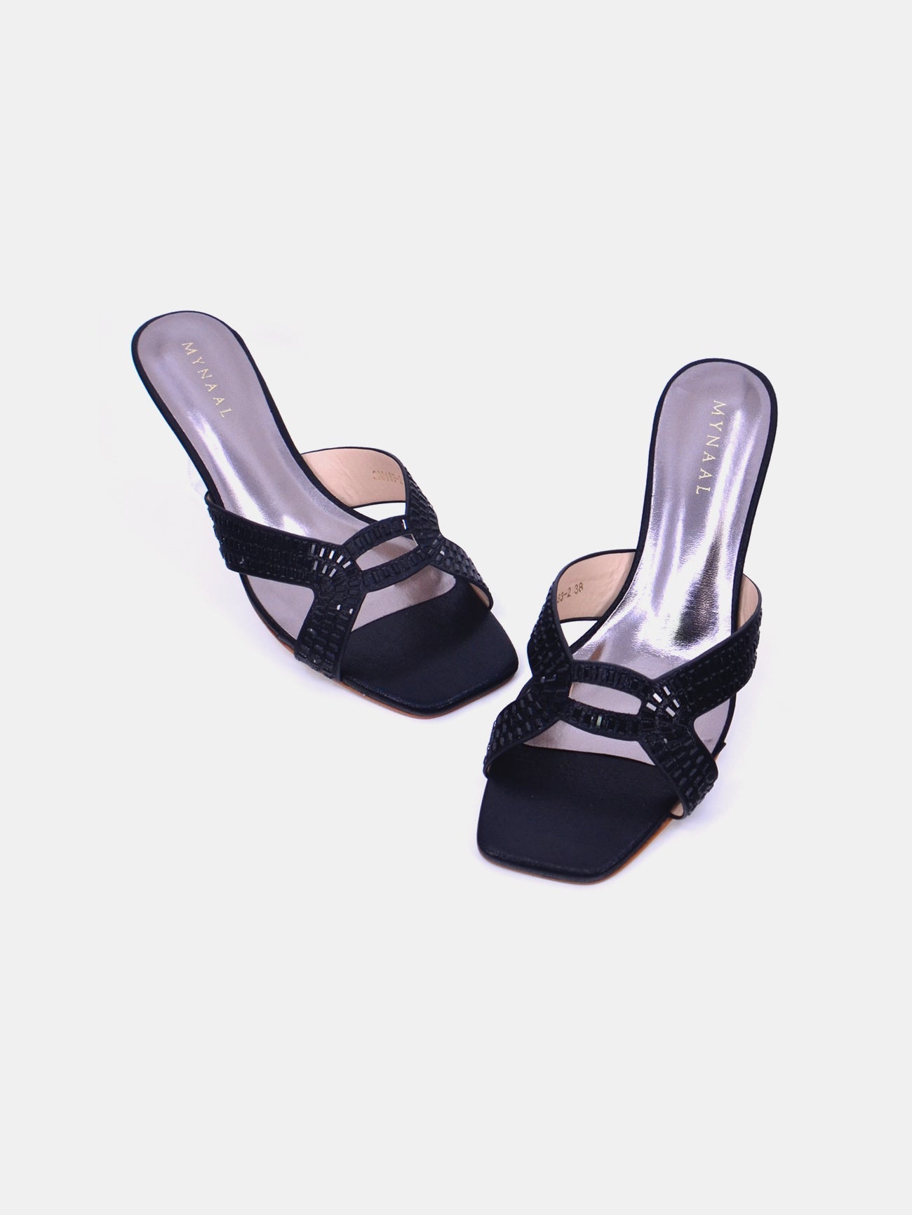 Mynaal Rixie Women's Kitten Heel Sandals #color_Black