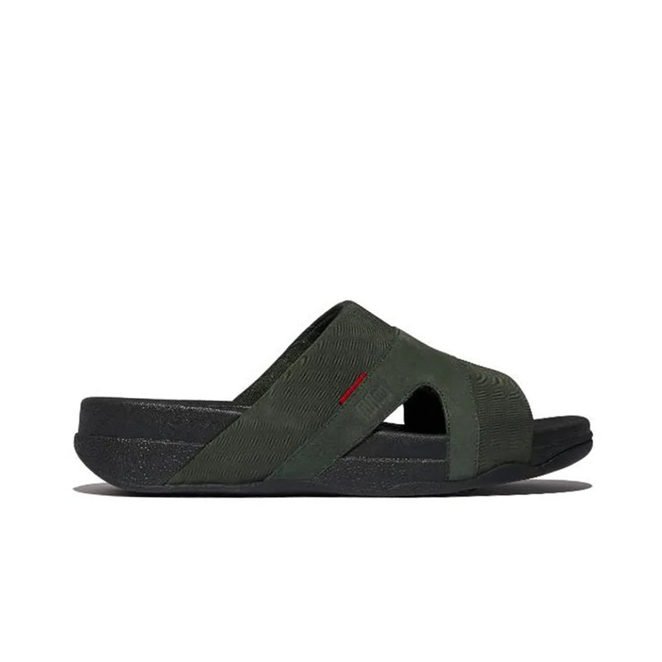 Fitflop Freeway III Men'ss Leather-Mix Slides #color_Green