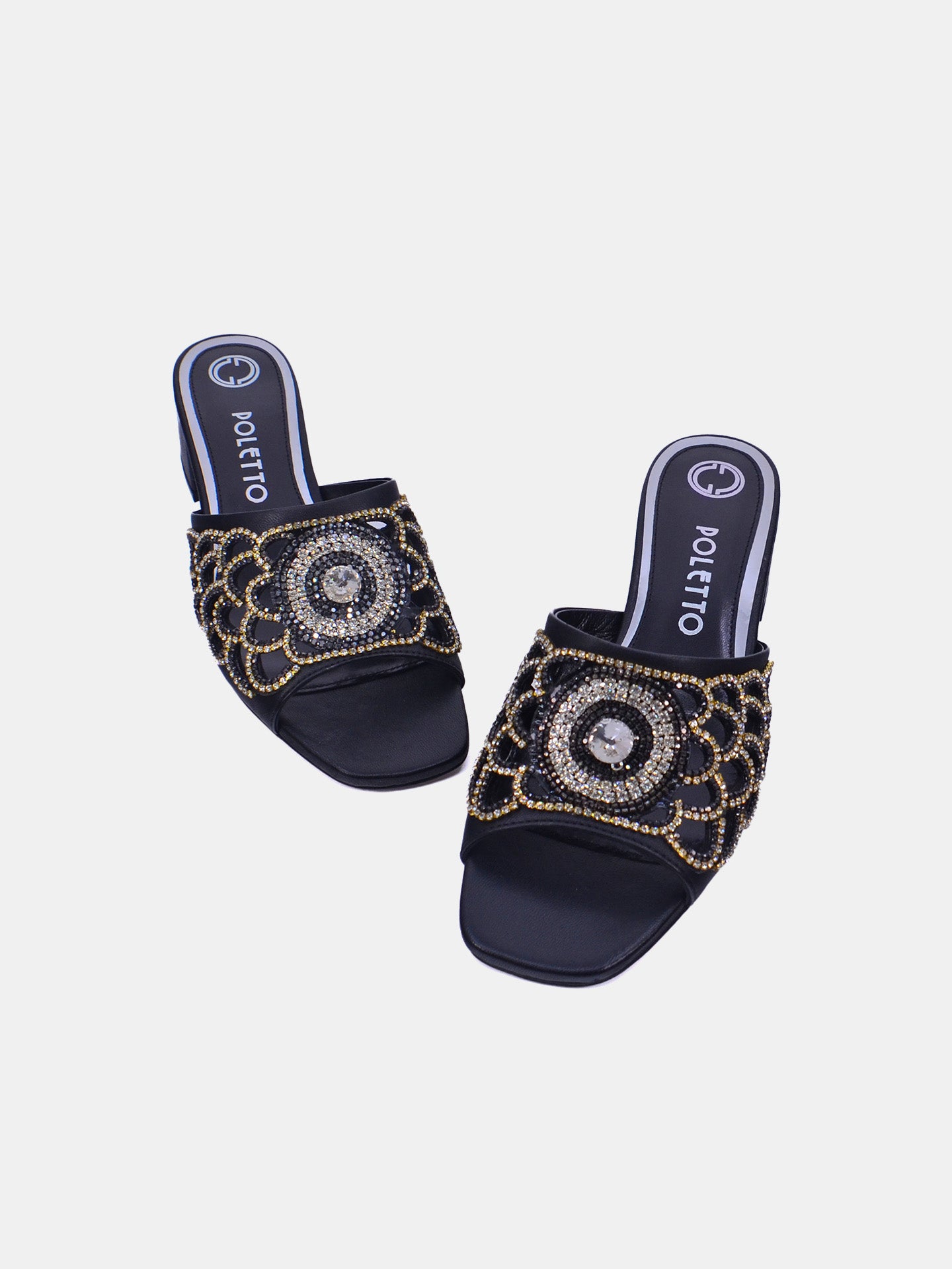 Poletto 54412 Women's Heeled Sandals #color_Black