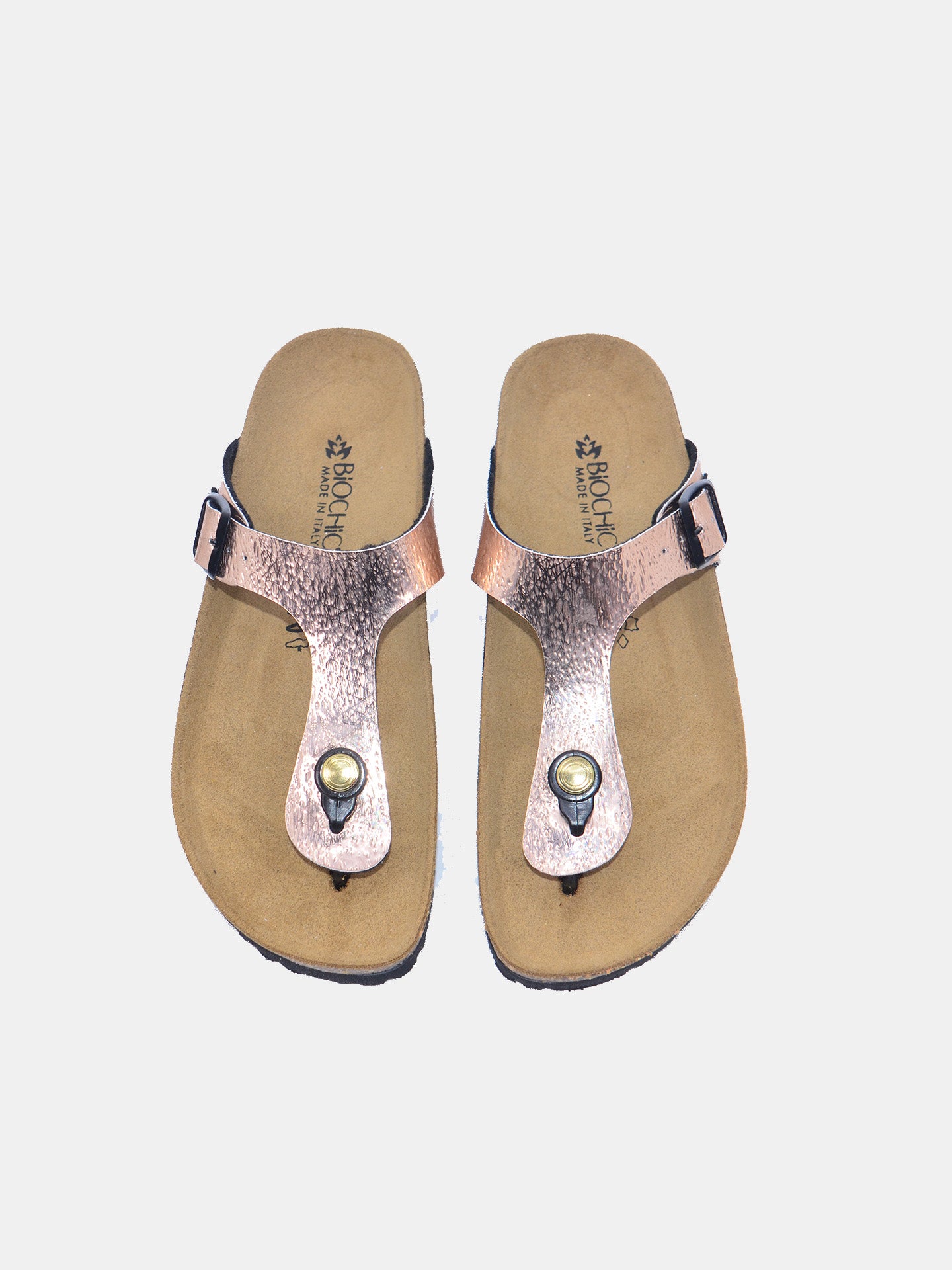 Biochic Women's Gizeh Laminated Upper Sandals #color_Gold