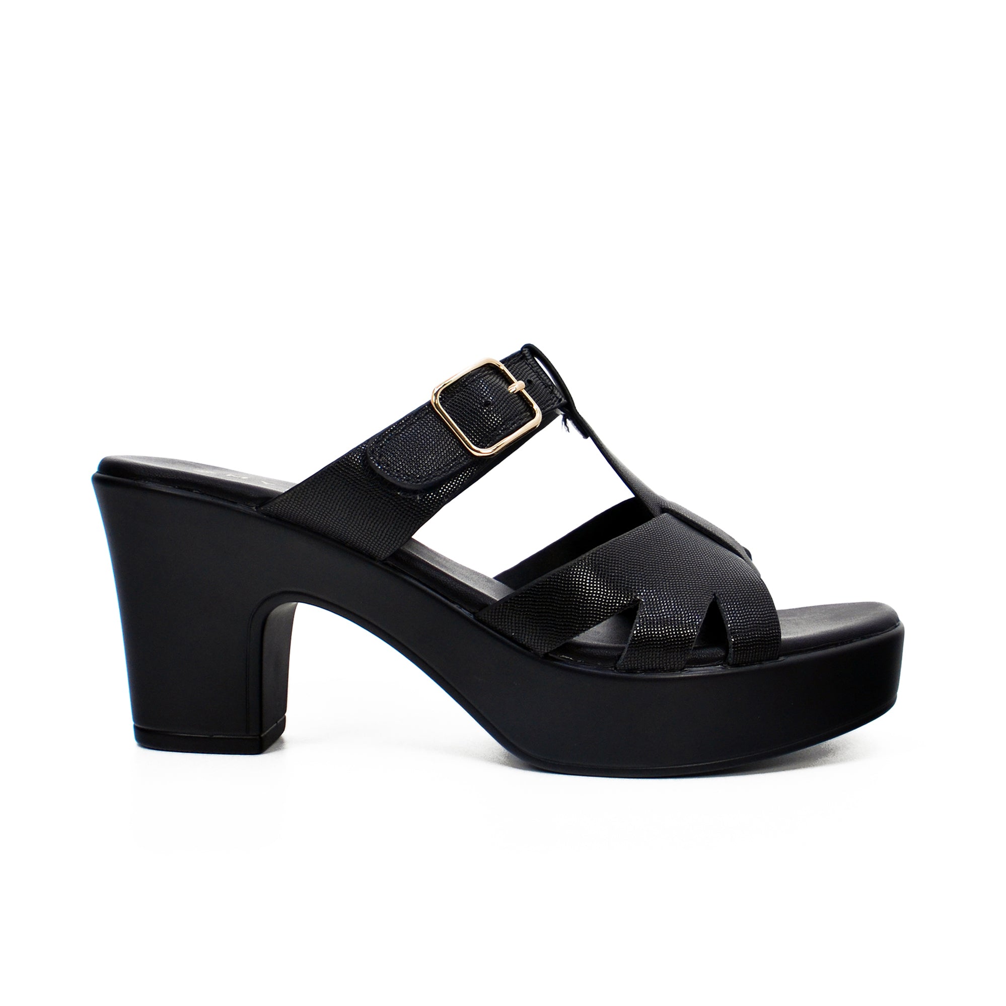 Mynaal 314Rj852 Women's Platform Heel Sandal #color_Black