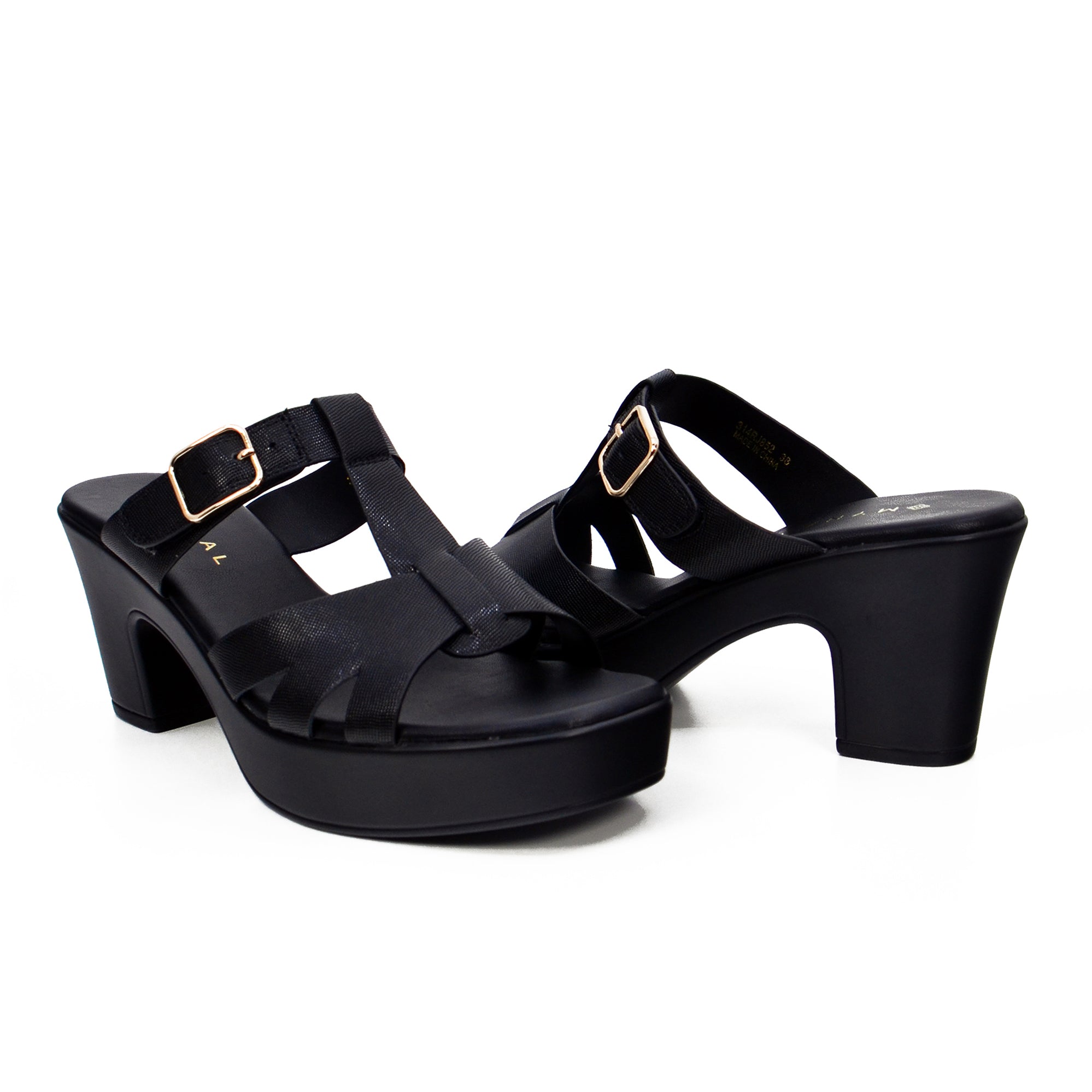 Mynaal 314Rj852 Women's Platform Heel Sandal #color_Black