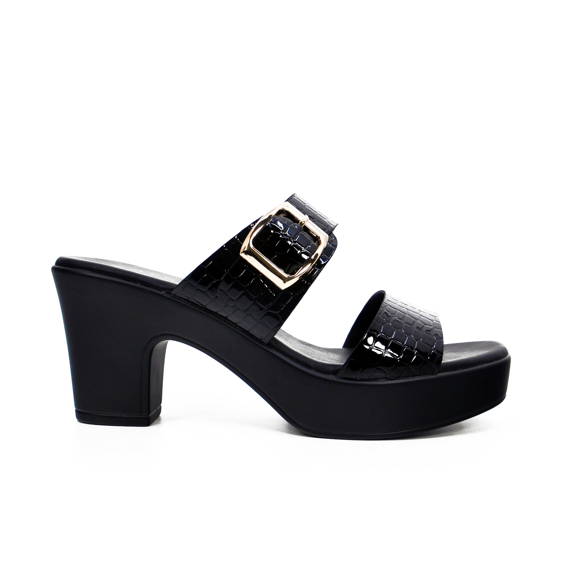 Mynaal 114Rj857 Women's Platform Heel Sandal #color_Black