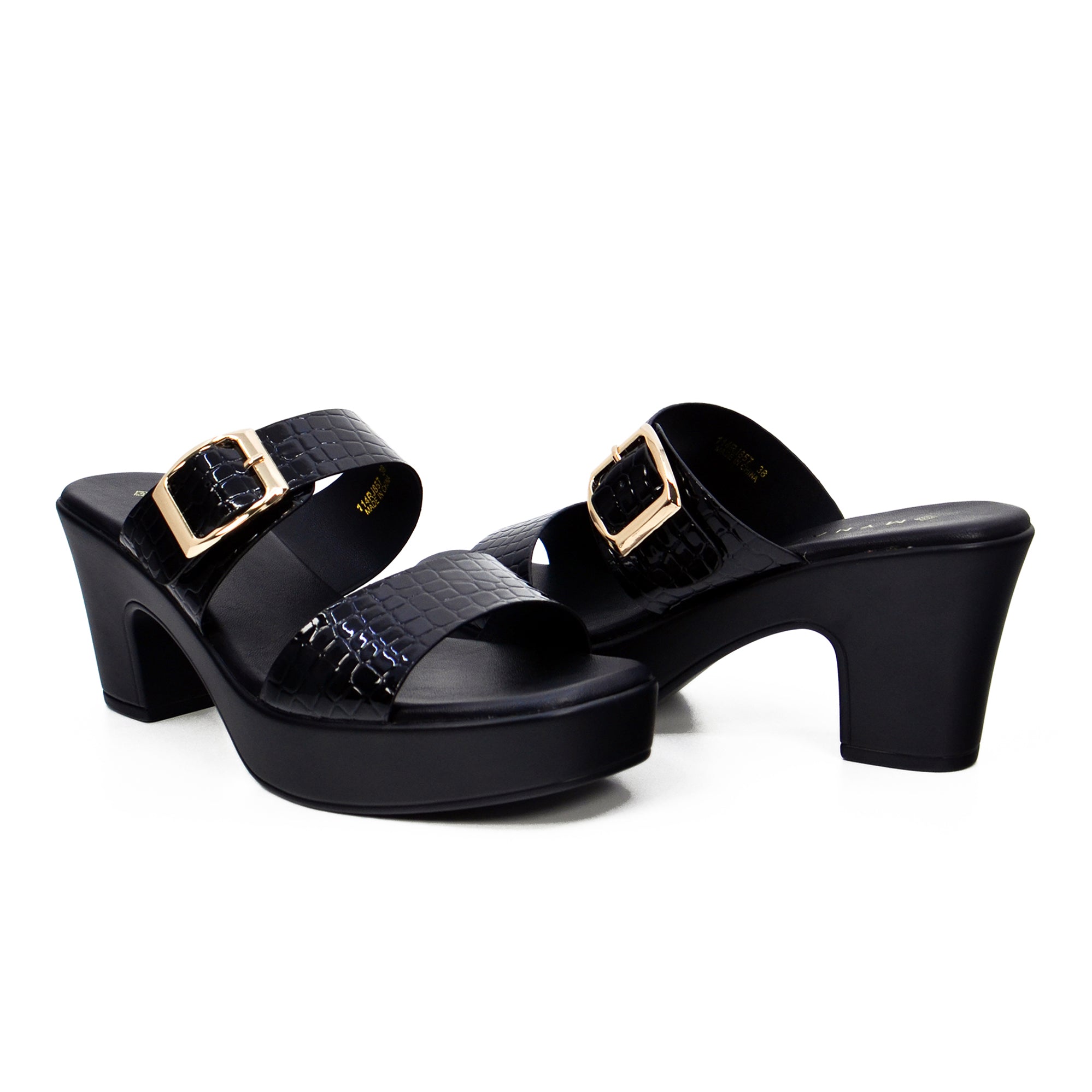 Mynaal 114Rj857 Women's Platform Heel Sandal #color_Black