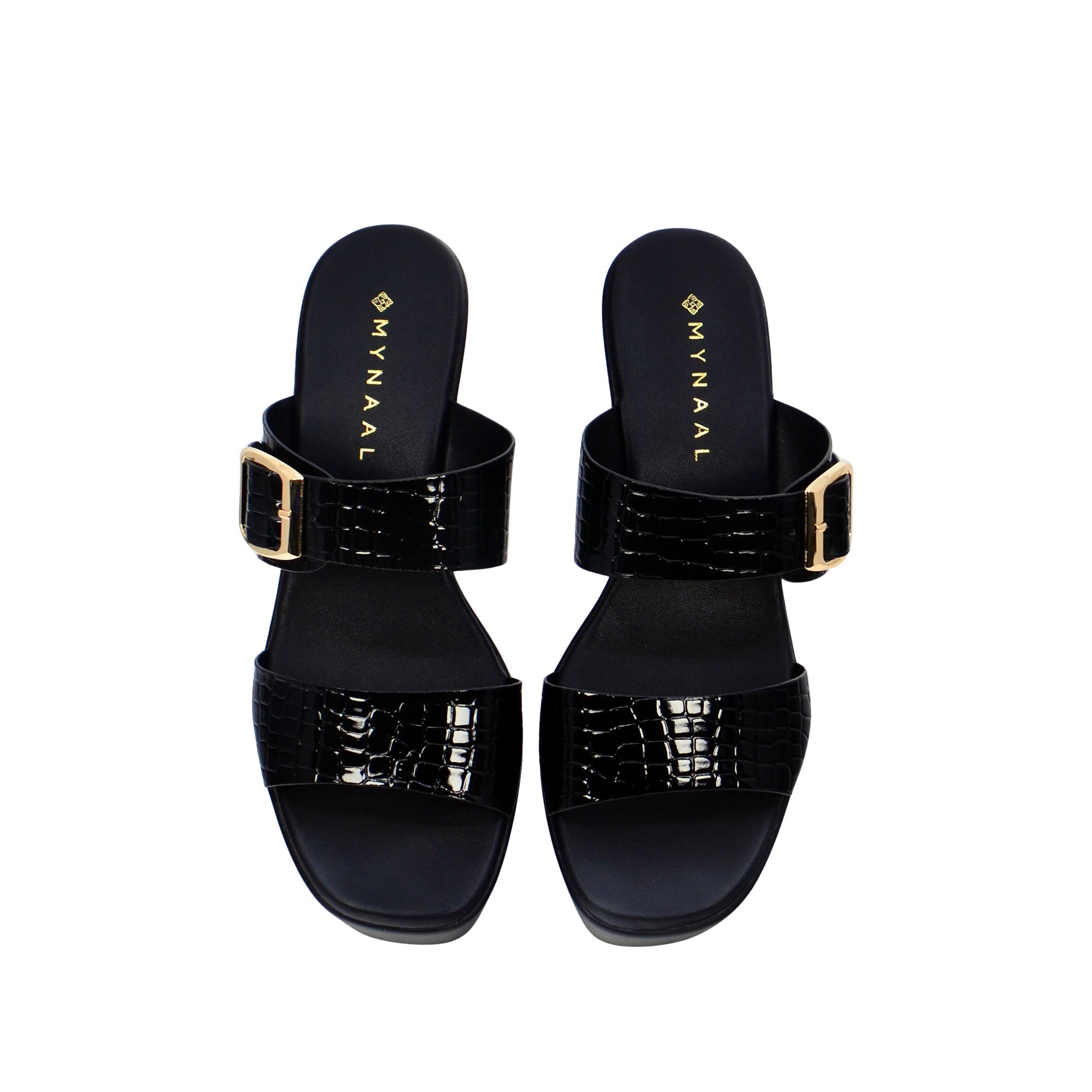 Mynaal 114Rj857 Women's Platform Heel Sandal #color_Black