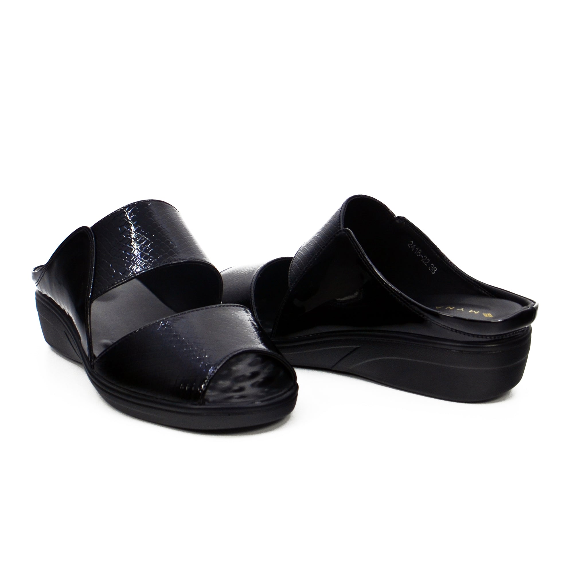 Mynaal 2418-22 Women's Flat Sandal #color_Black