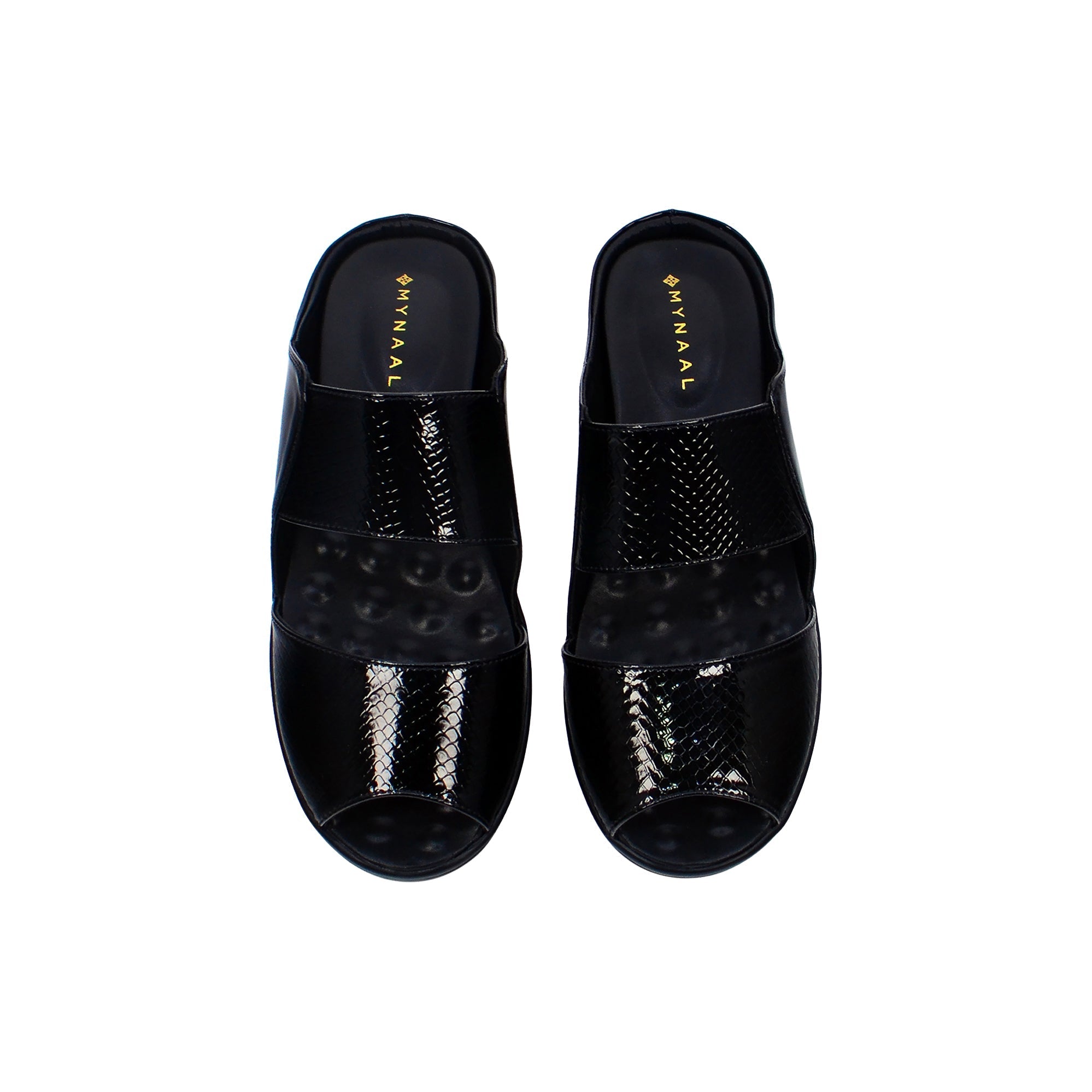 Mynaal 2418-22 Women's Flat Sandal #color_Black
