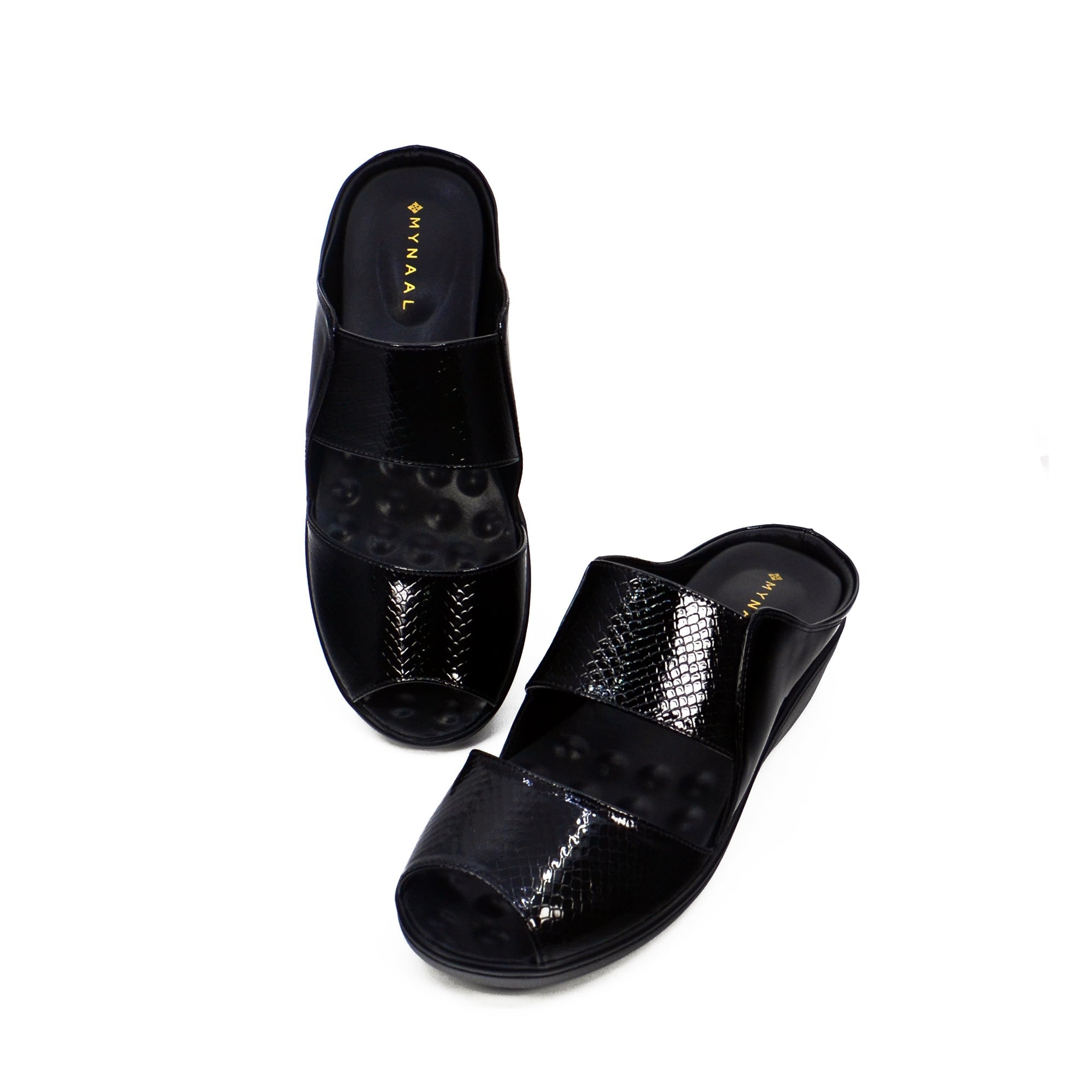 Mynaal 2418-22 Women's Flat Sandal #color_Black