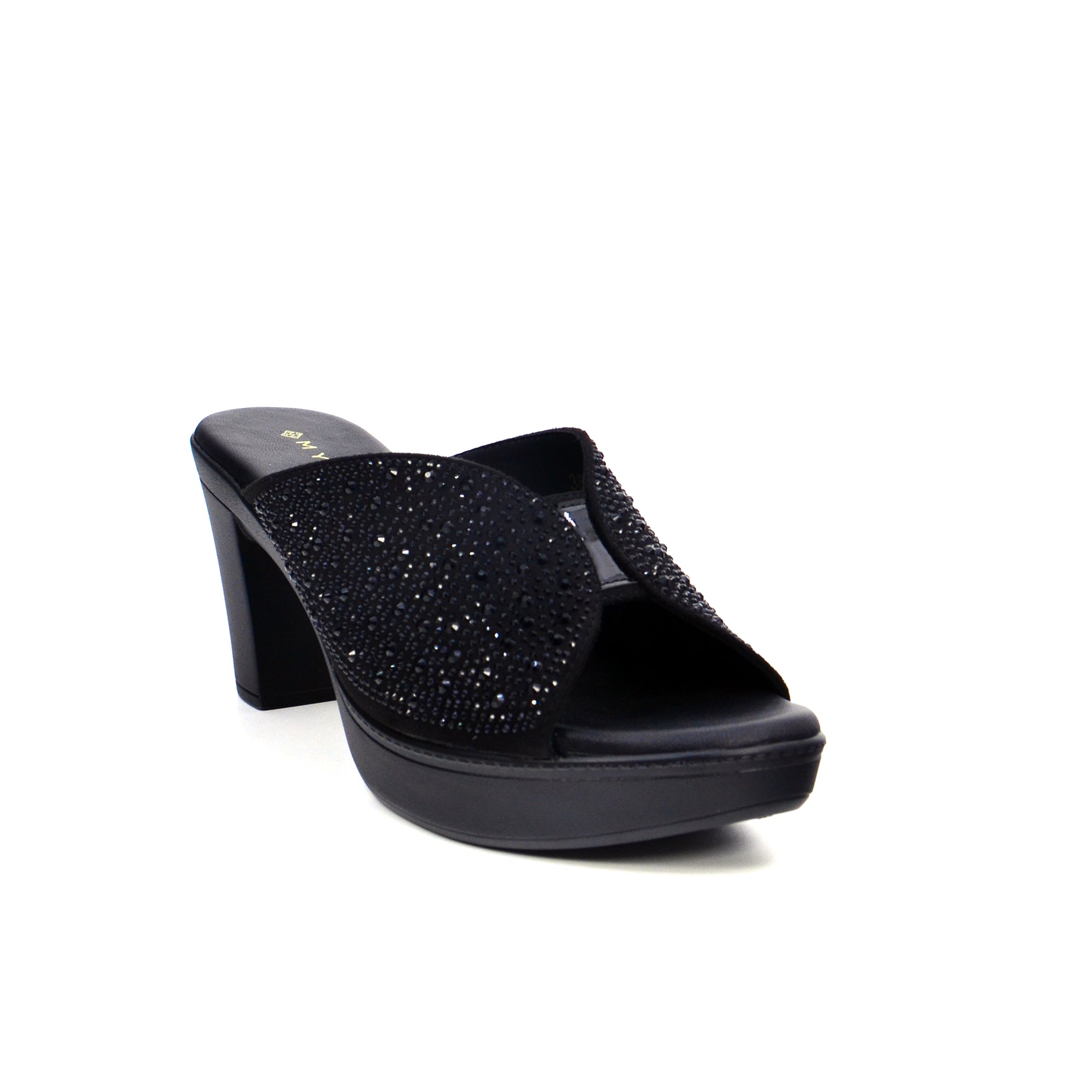 Mynaal 314Rc867 Women's Block Heel Sandal #color_Black