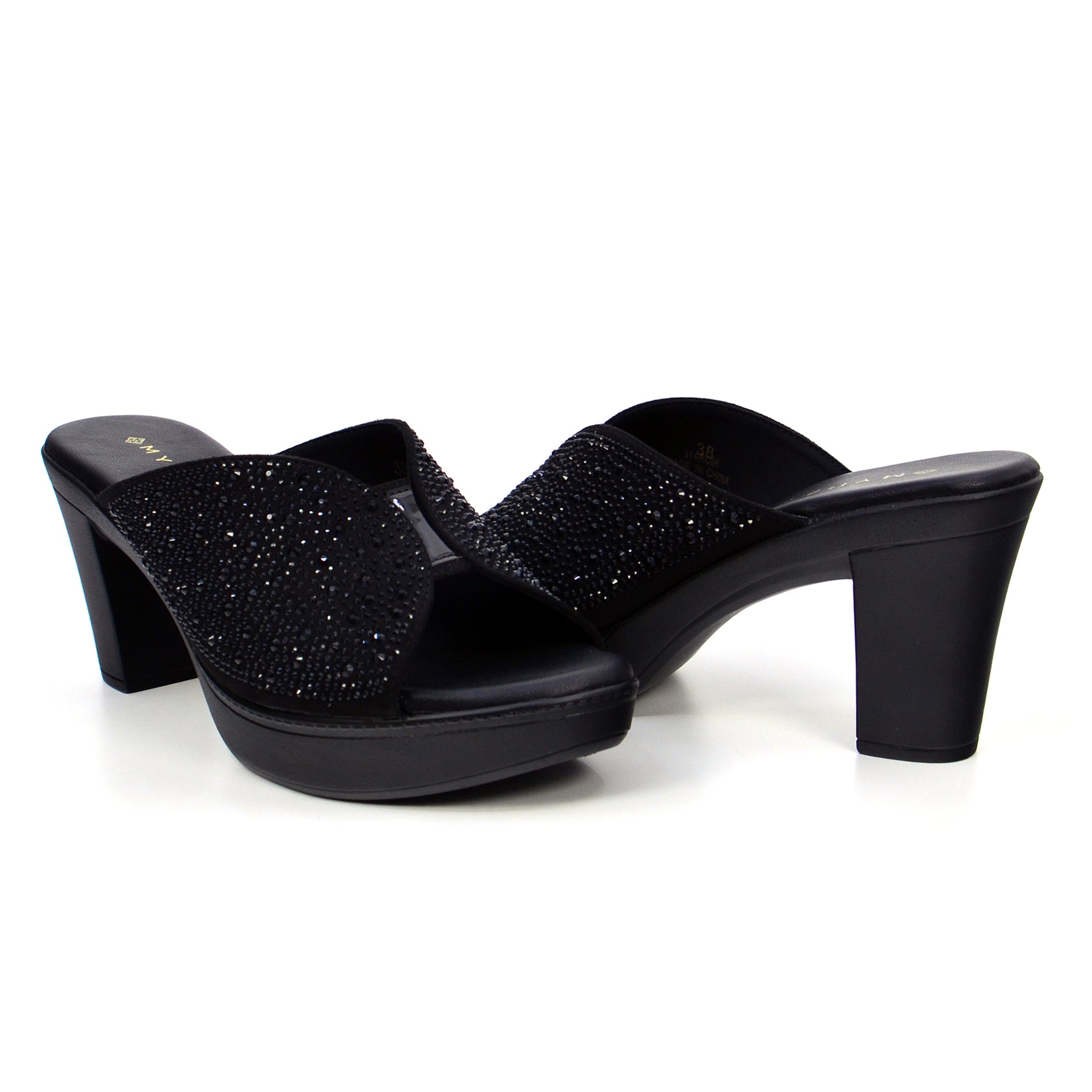 Mynaal 314Rc867 Women's Block Heel Sandal #color_Black