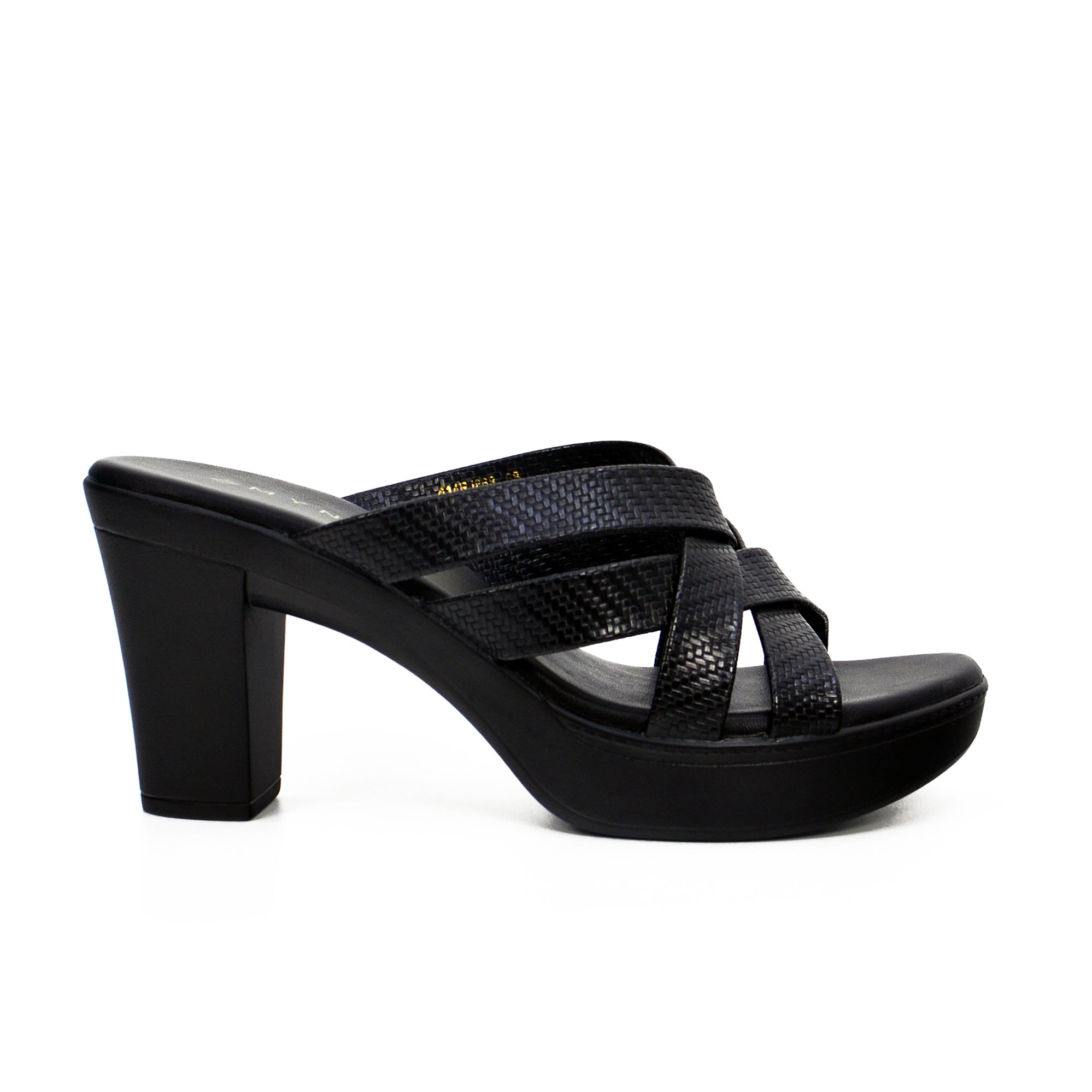 Mynaal 414Rj868 Women's Block Heel Sandal #color_Black