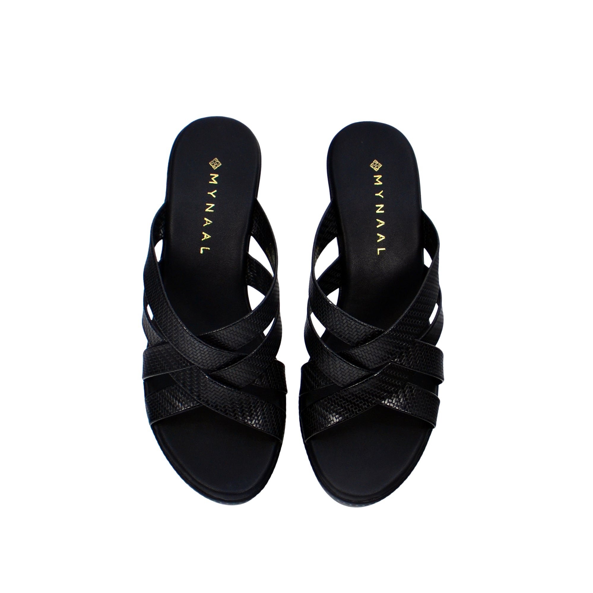 Mynaal 414Rj868 Women's Block Heel Sandal #color_Black