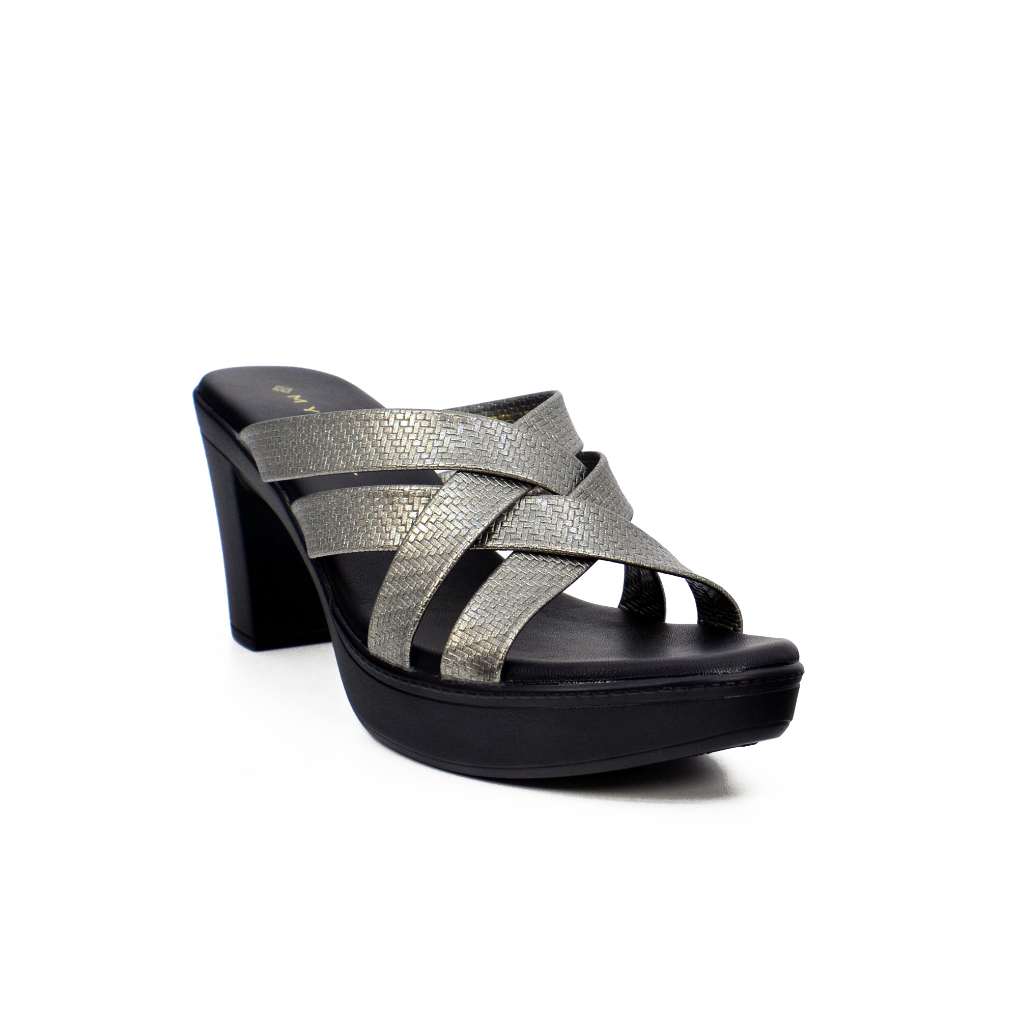Mynaal 414Rj868 Women's Block Heel Sandal #color_Gray