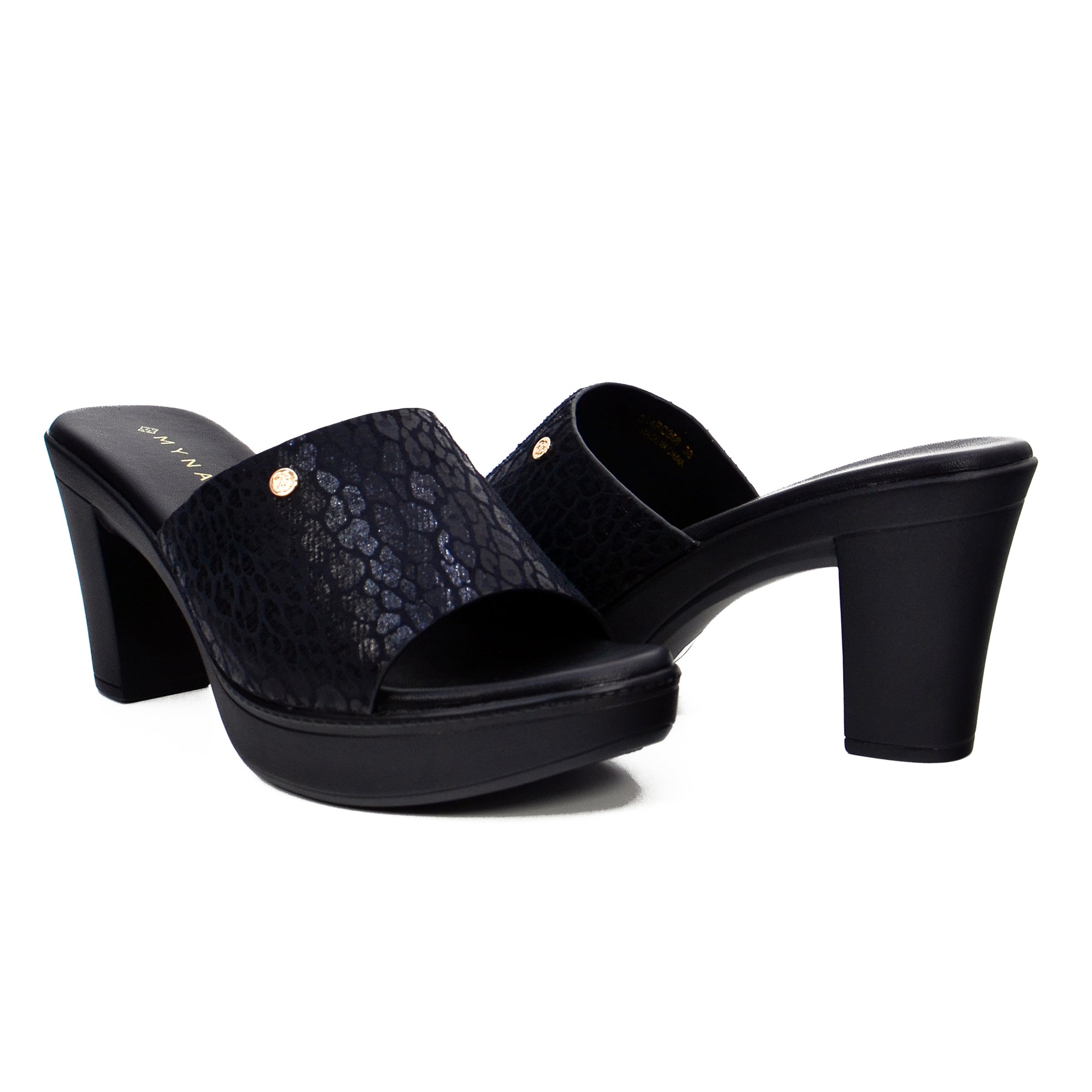 Mynaal 314Rc866 Women's Block Heel Sandal #color_Black