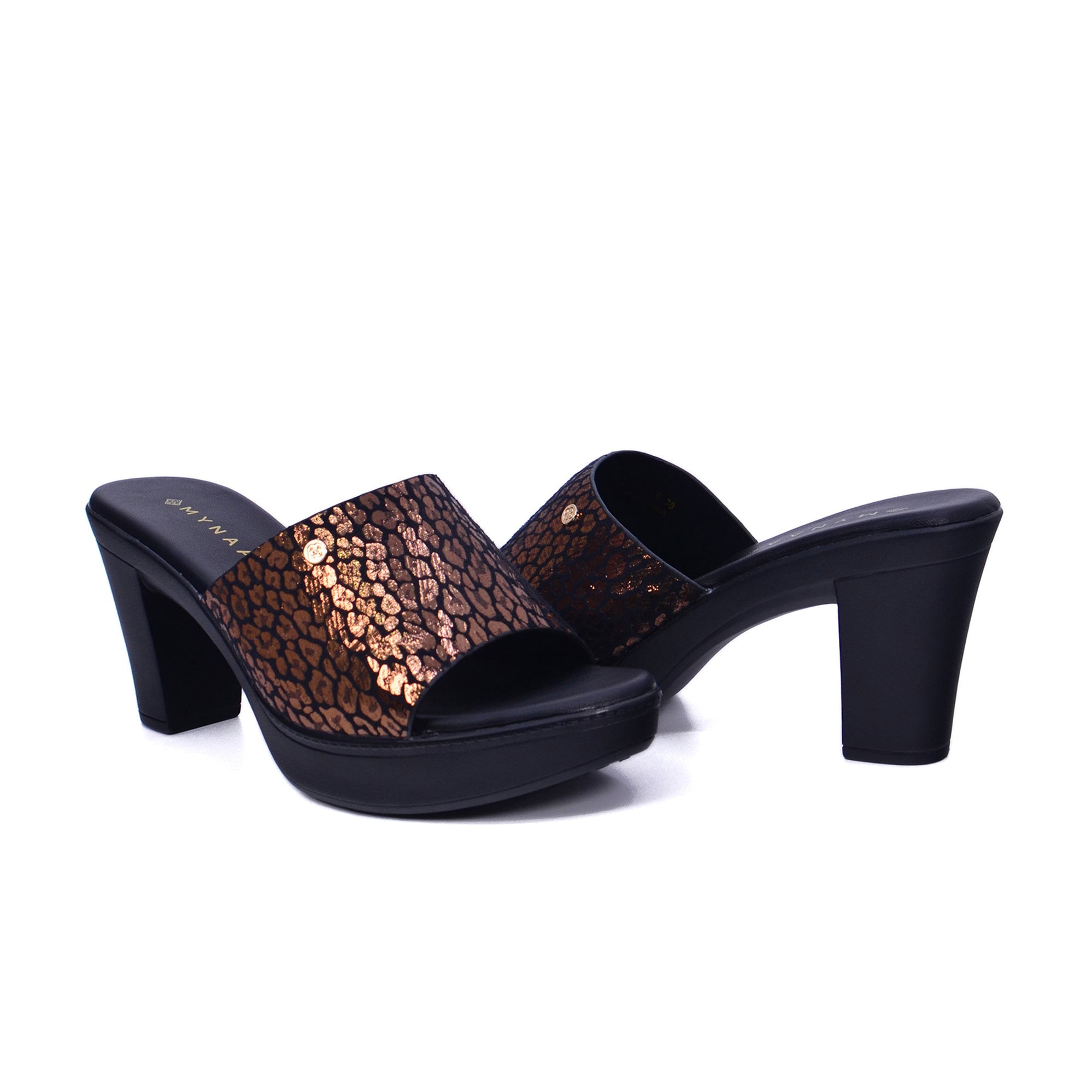 Mynaal 314Rc866 Women's Block Heel Sandal #color_Brown