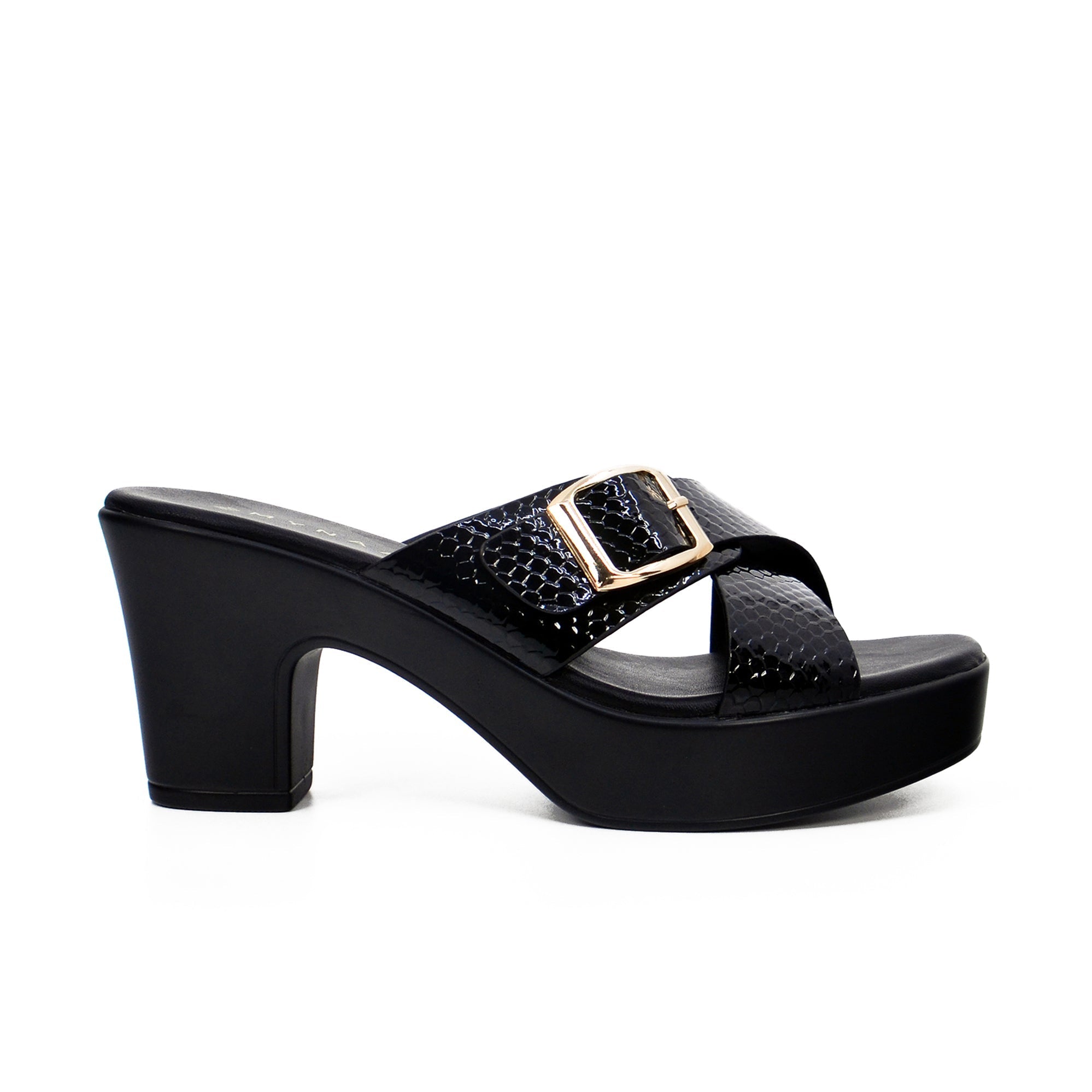Mynaal 114Rj858 Women's Platform Heel Sandal #color_Black