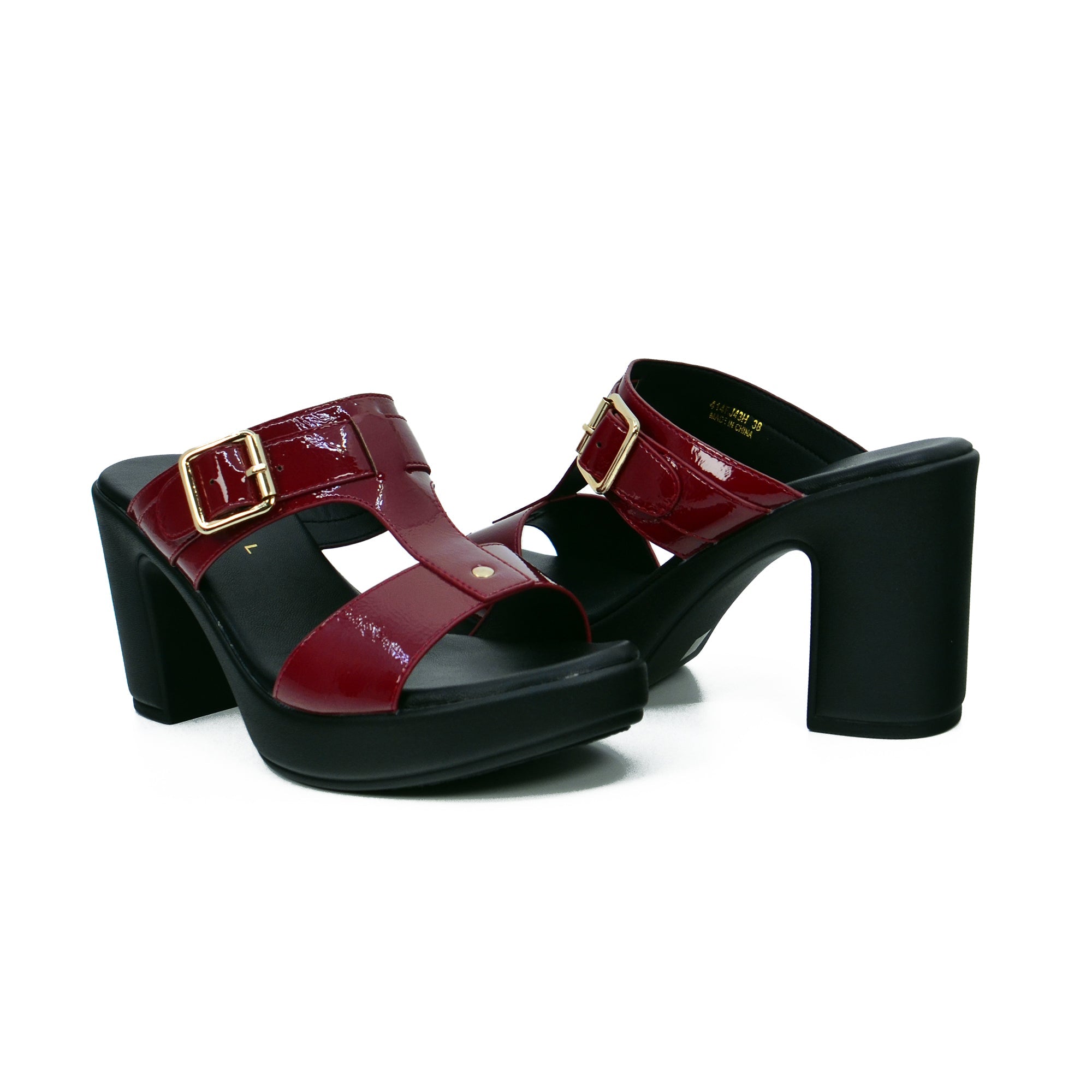 Mynaal 414Rj43H Women's Block Heel Sandal #color_Maroon