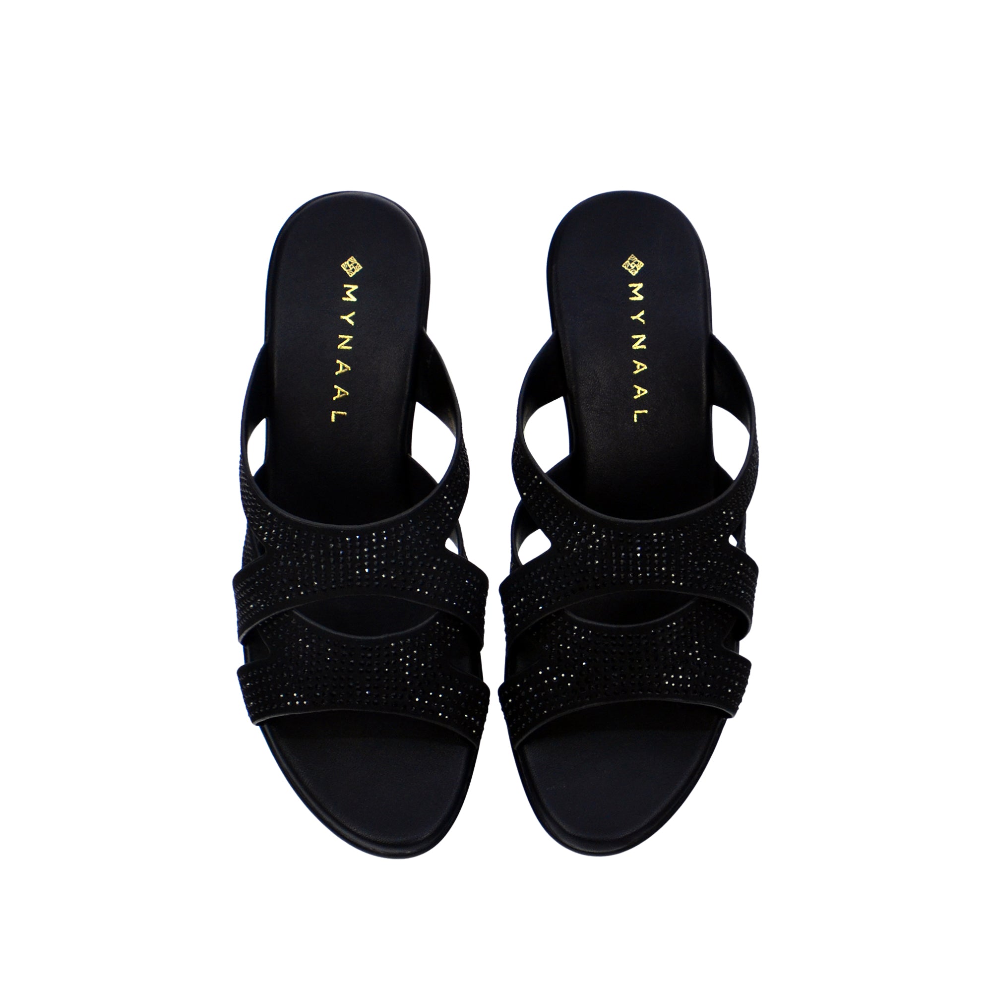Mynaal 314Rj62C Women's Block Heel Sandal #color_Black