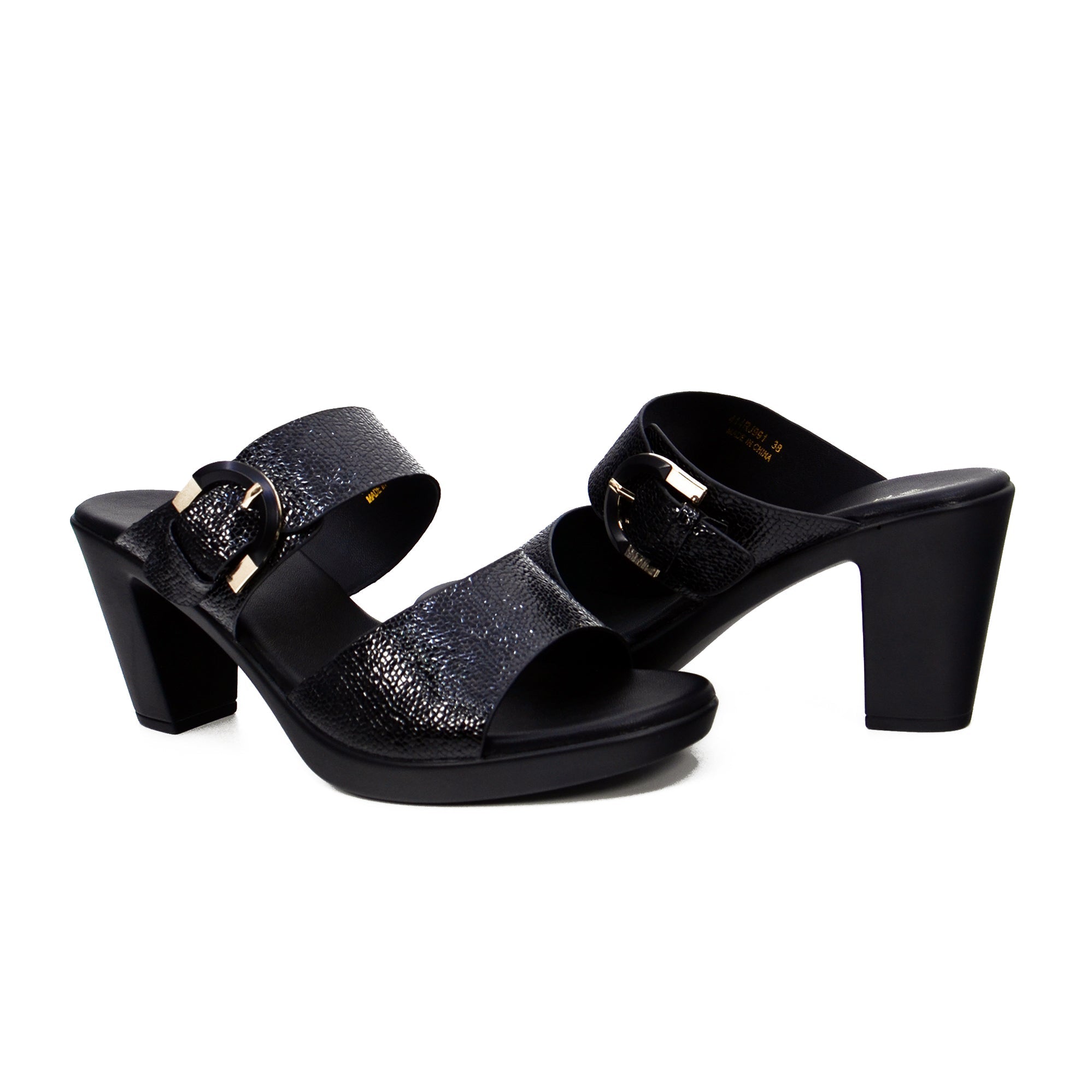 Mynaal 414Rj991 Women's Block Heel Sandal #color_Black