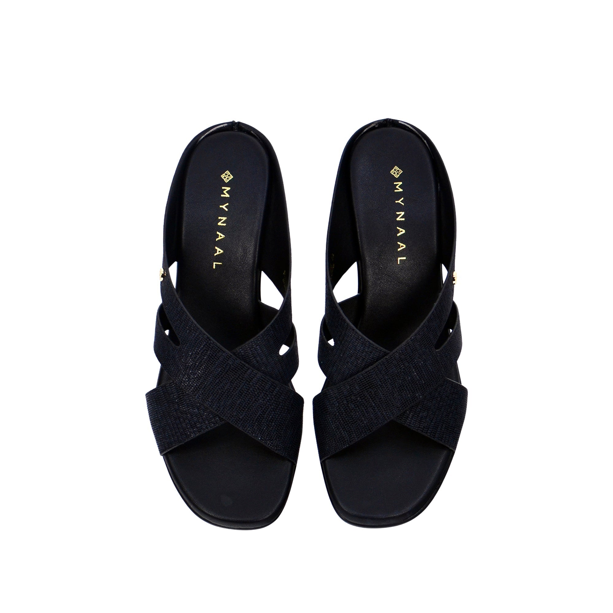 Mynaal Rjl199-12B Women's Block Heel Sandal #color_Black