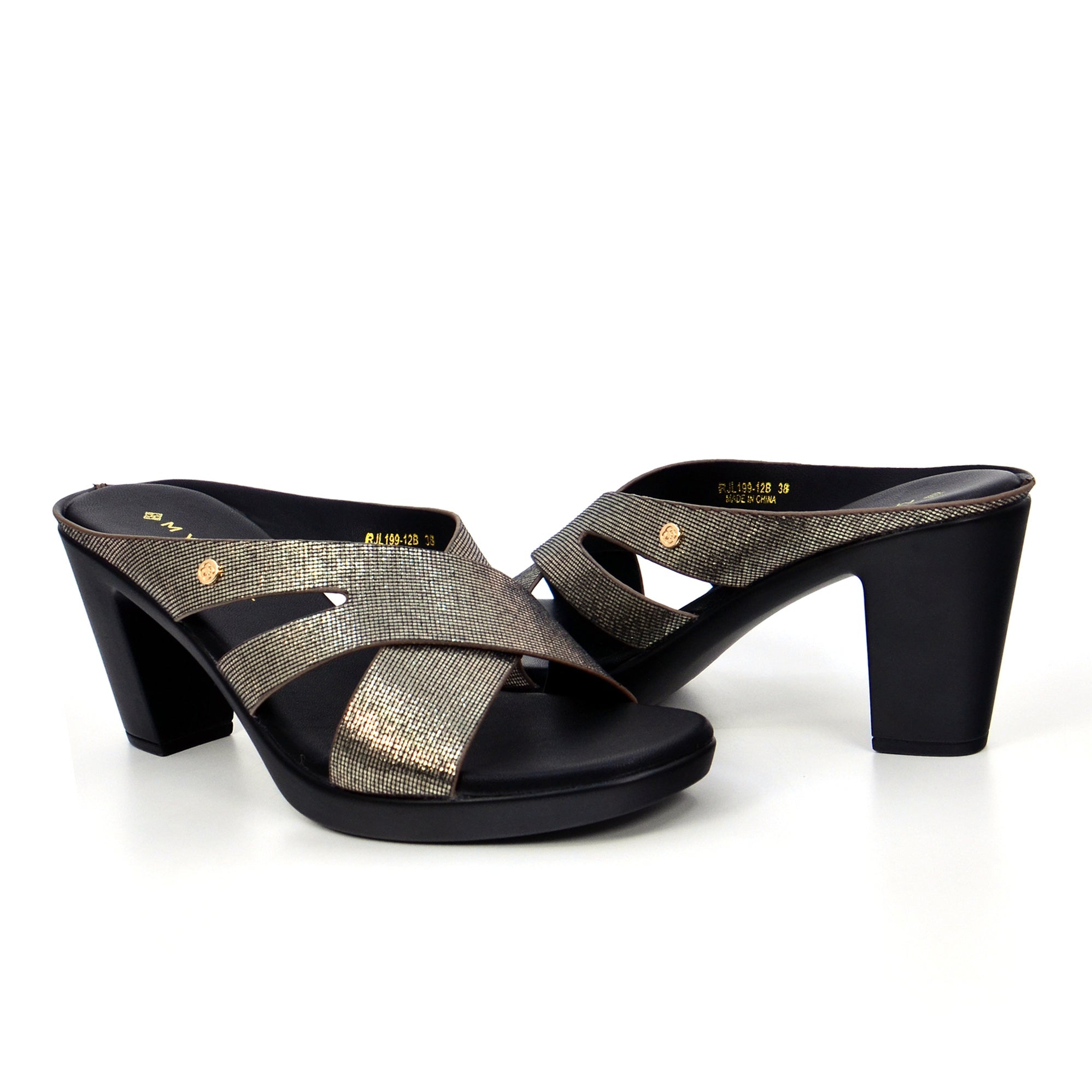Mynaal Rjl199-12B Women's Block Heel Sandal #color_Gray