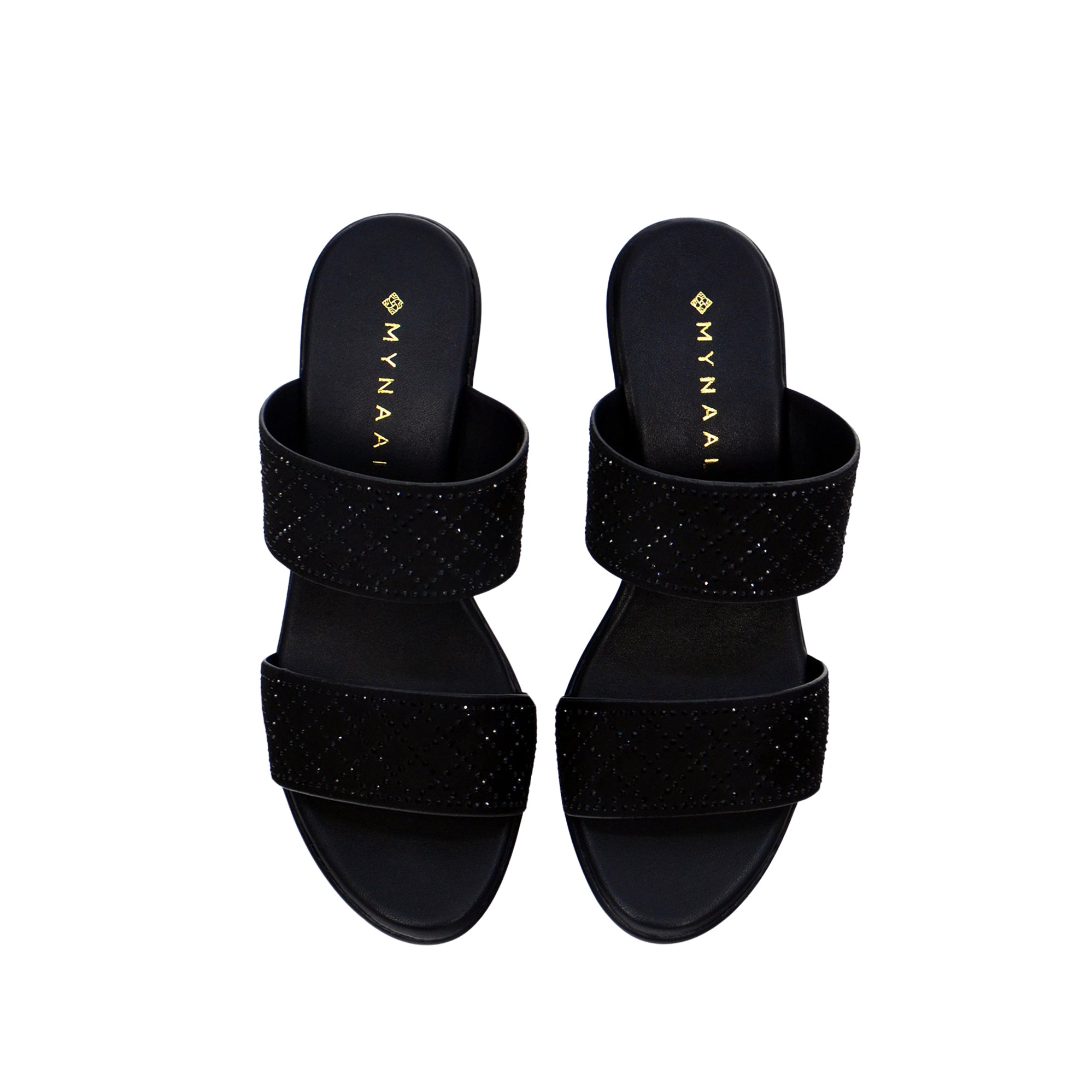 Mynaal 913Rj096 Women's Block Heel Sandal #color_Black